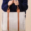 Beige & Brown Tote Bag-444702113