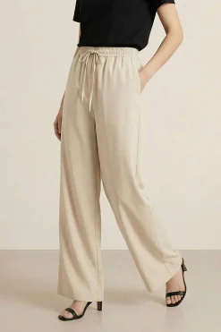 Beige Women Pants-447980118