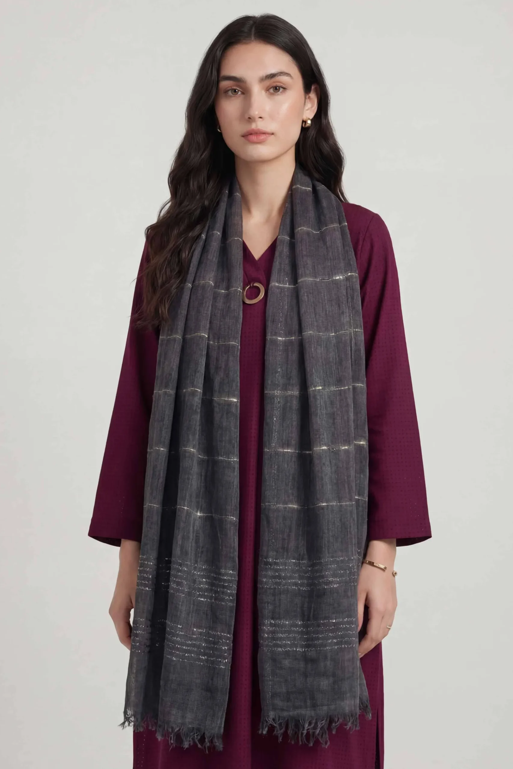Dark Grey Women Scarf-447772120