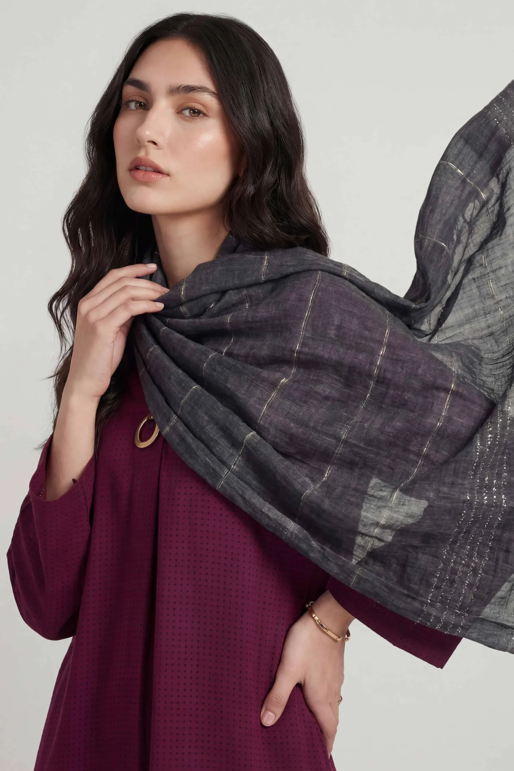 Dark Grey Women Scarf-447772120