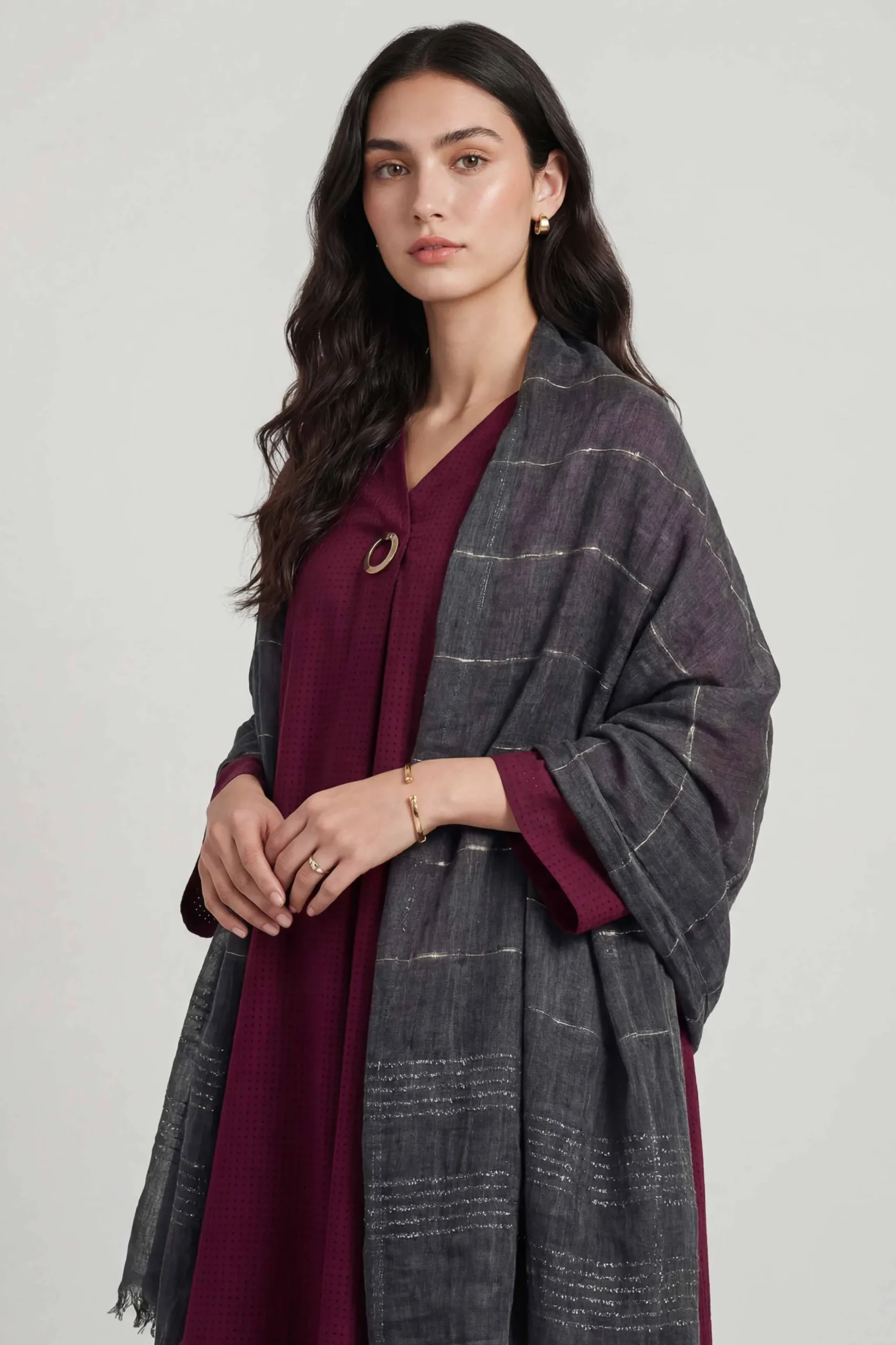 Dark Grey Women Scarf-447772120