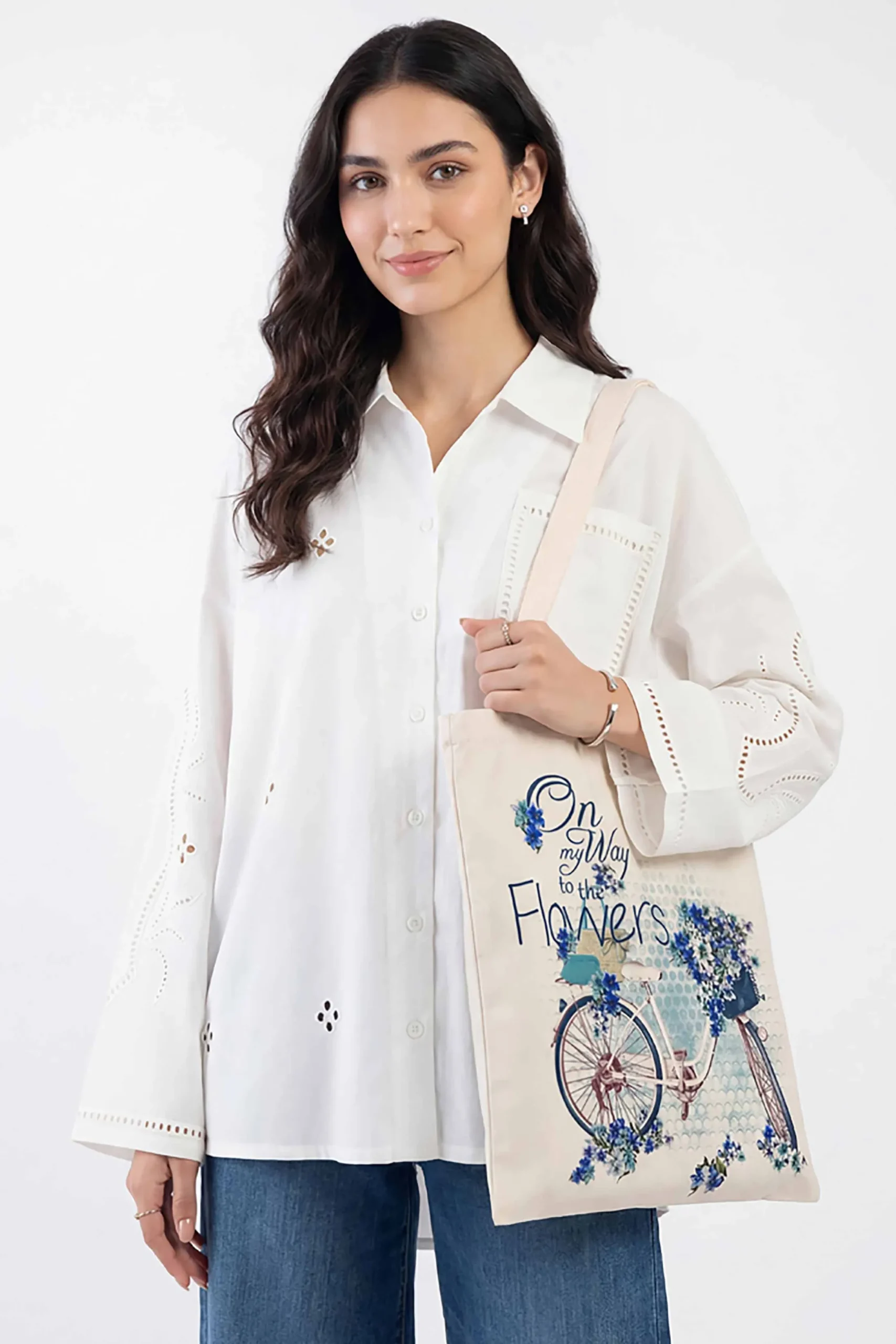 Off White Fabric Bag-448302107