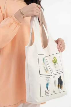 Off White Fabric Bag-448212107
