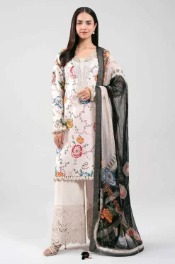 3 Piece - Digital Printed Embroidered Suit - 42601333