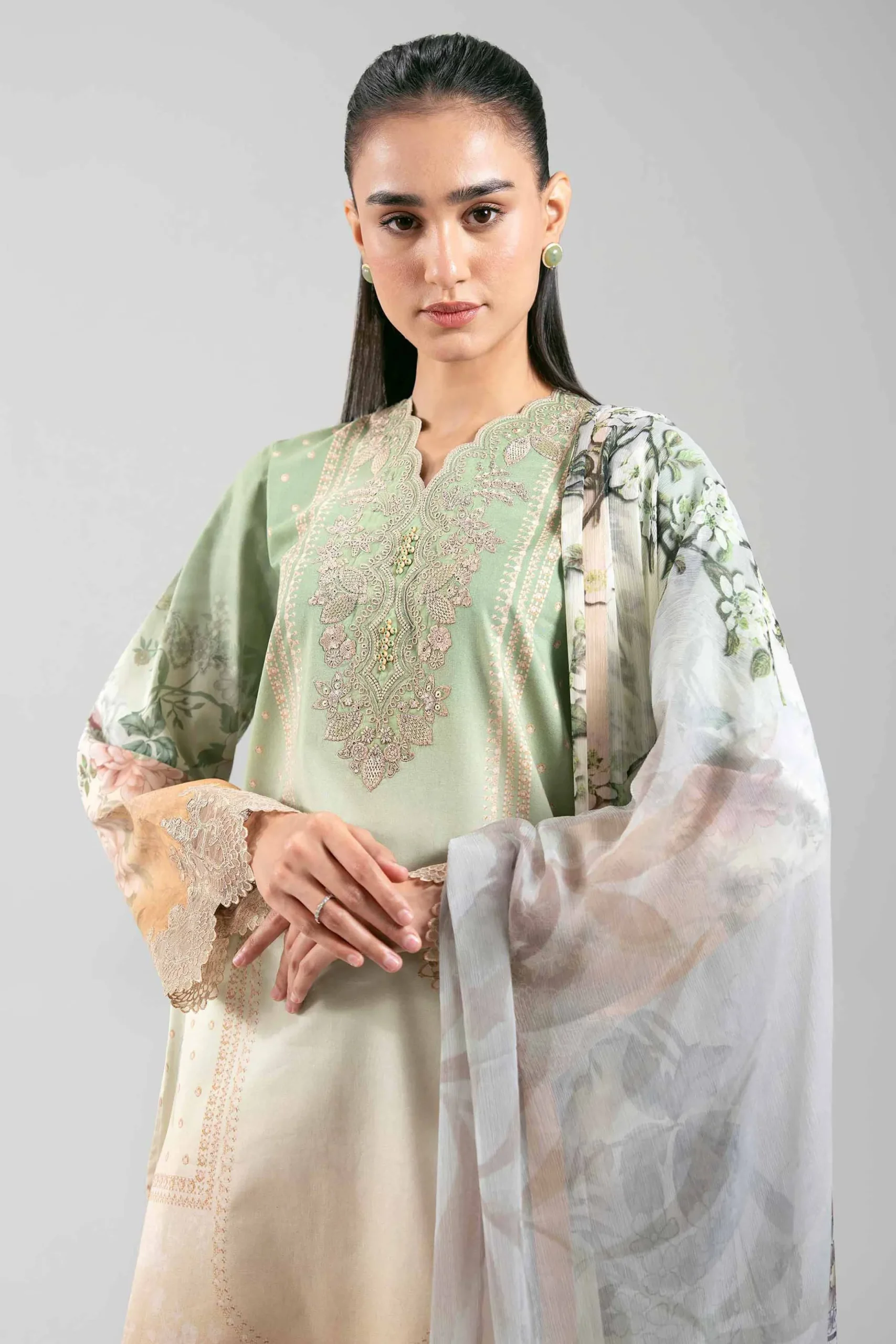 3 Piece - Digital Printed Embroidered Suit - 42601214