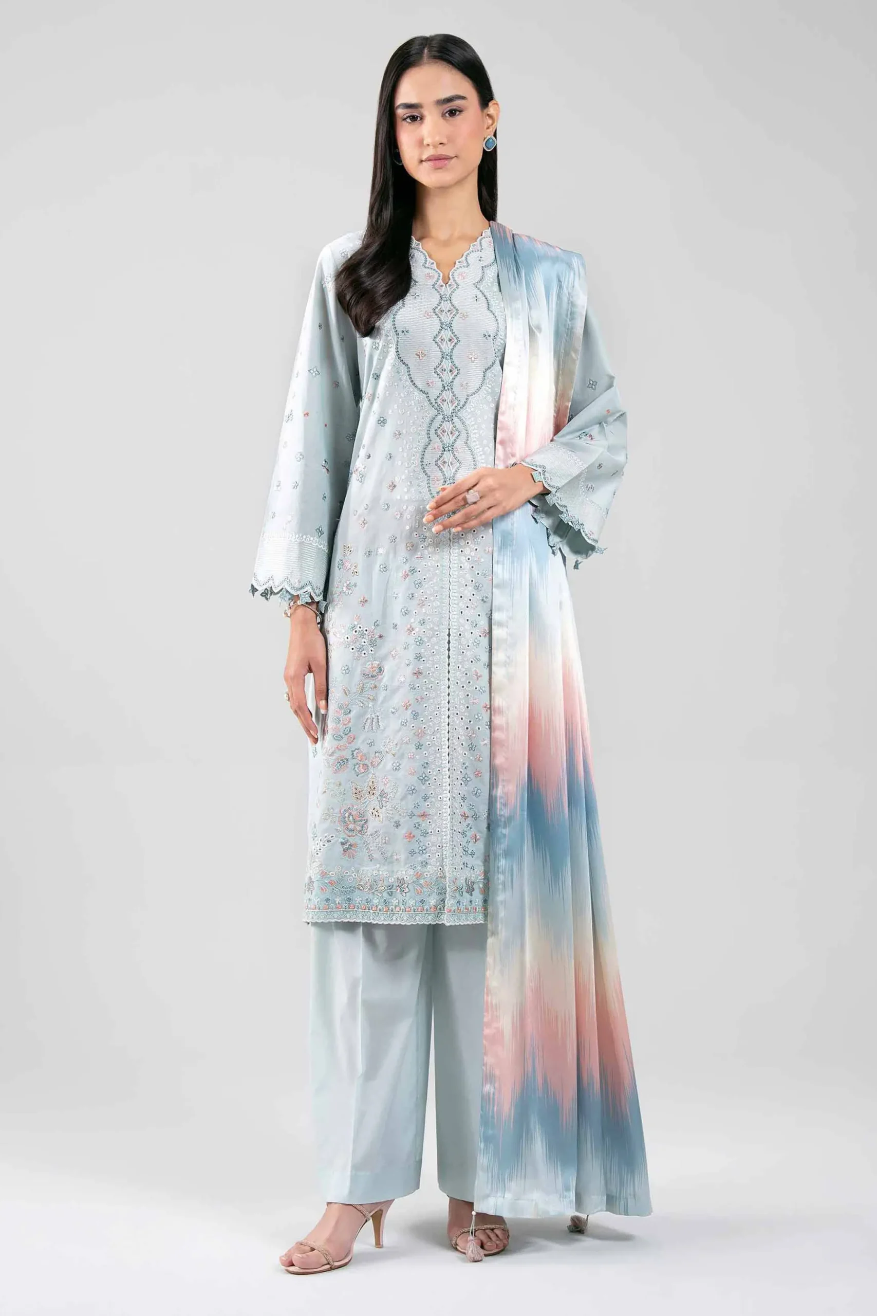 3 Piece - Digital Printed Embroidered Suit - 42601309