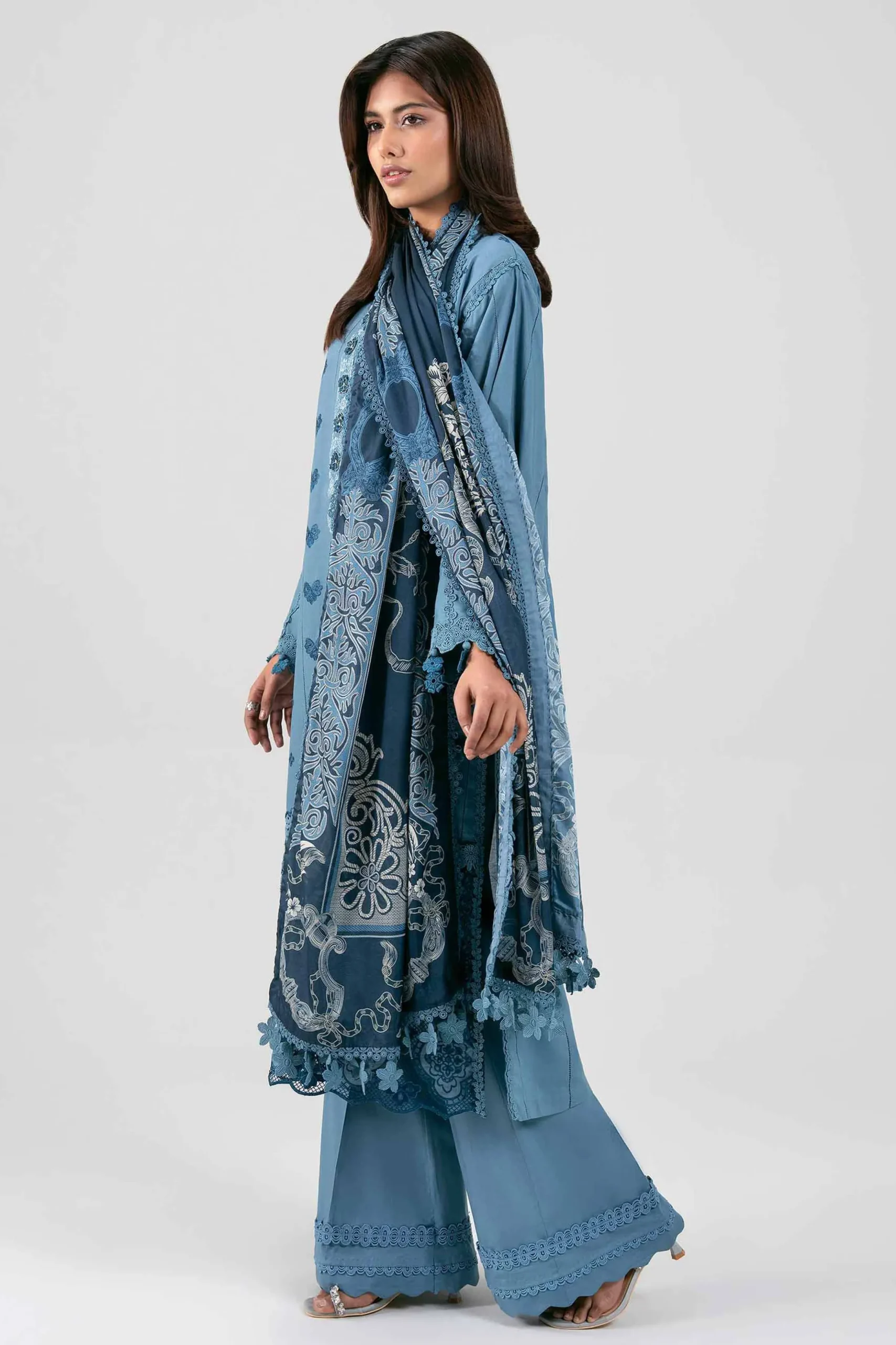 3 Piece - Digital Printed Embroidered Suit - 42601347