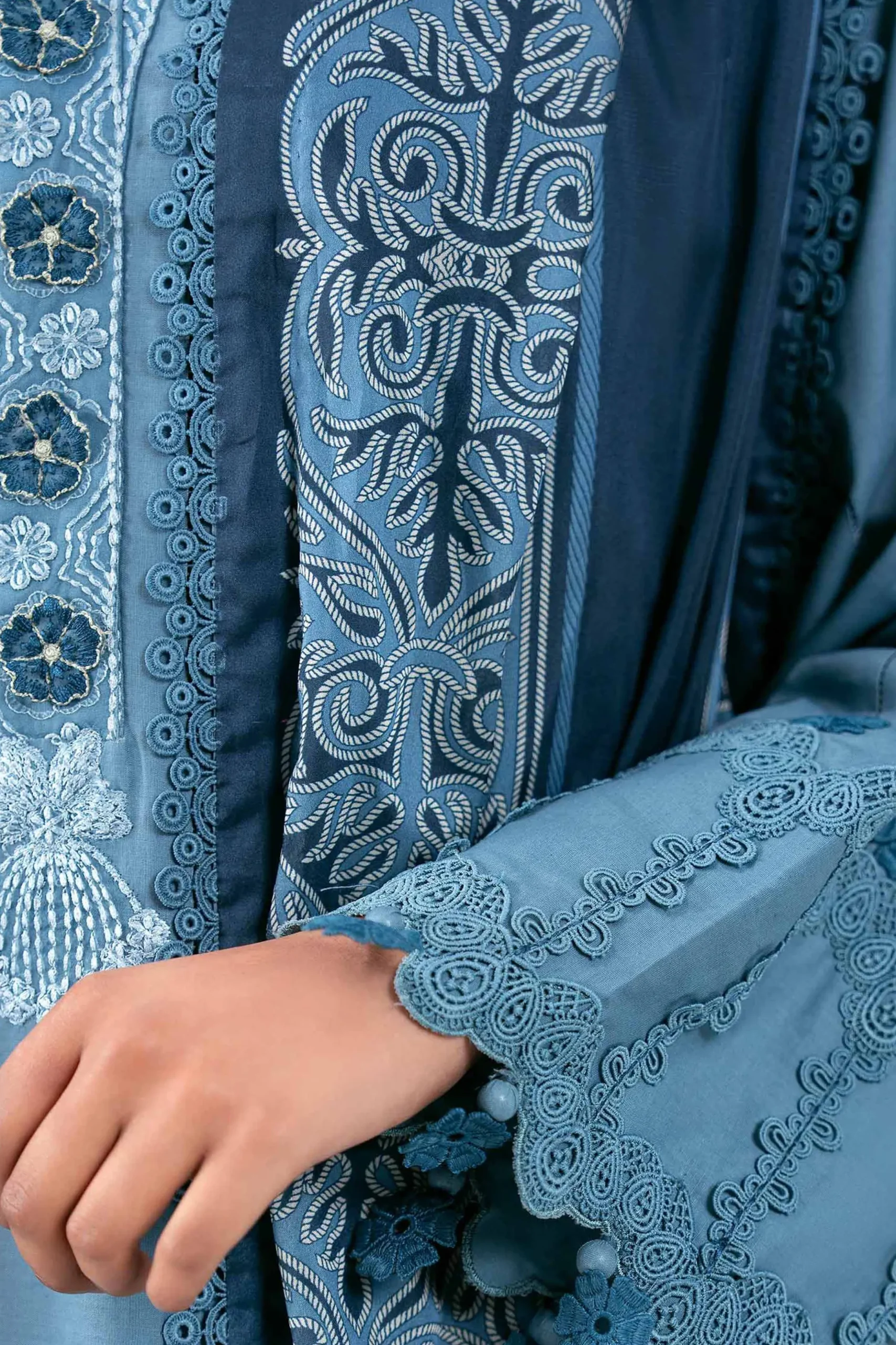 3 Piece - Digital Printed Embroidered Suit - 42601347