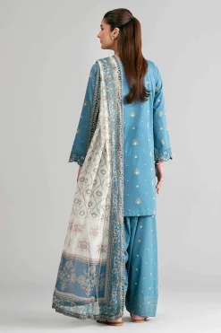 3 Piece - Digital Printed Embroidered Suit - 42601569