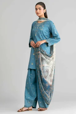 3 Piece - Digital Printed Embroidered Suit - 42601569