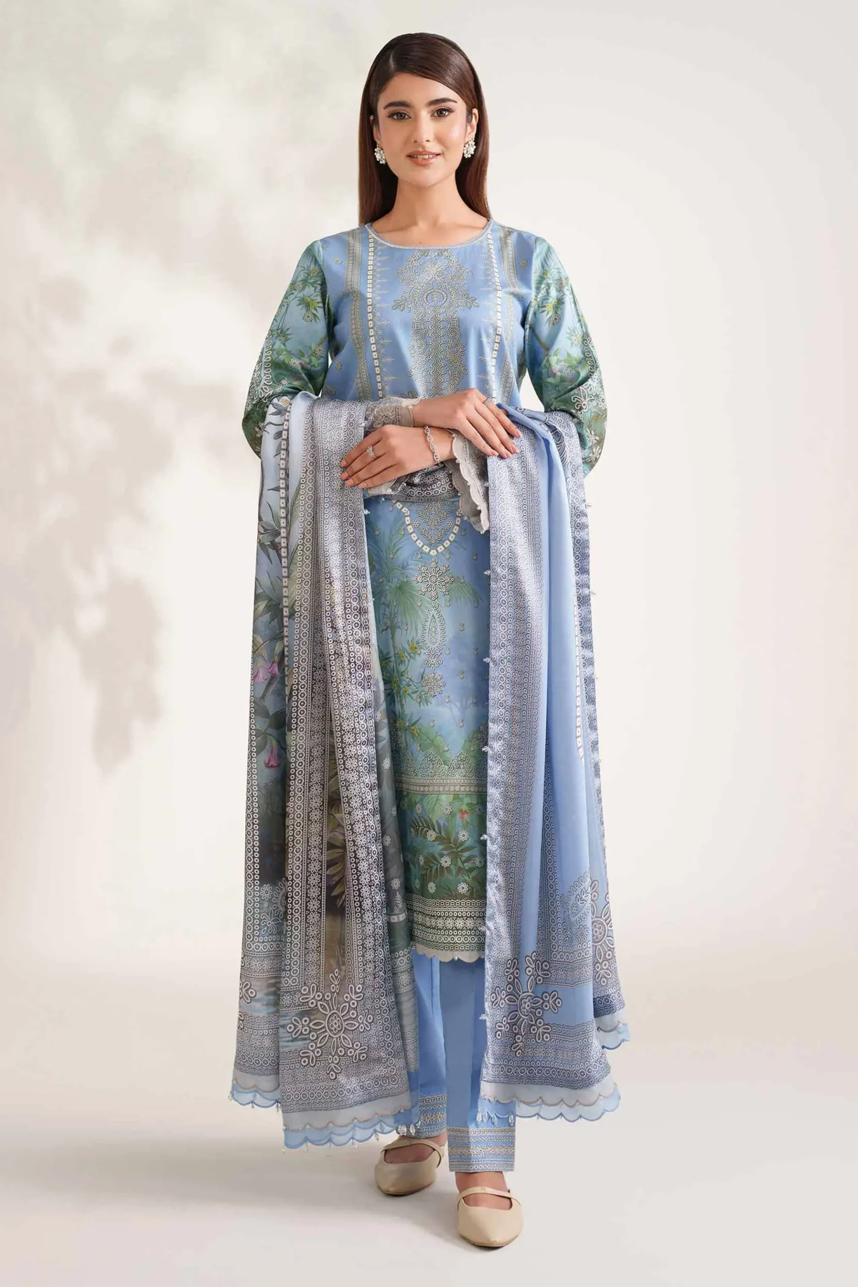 3 Piece - Digital Printed Embroidered Suit - 42502221