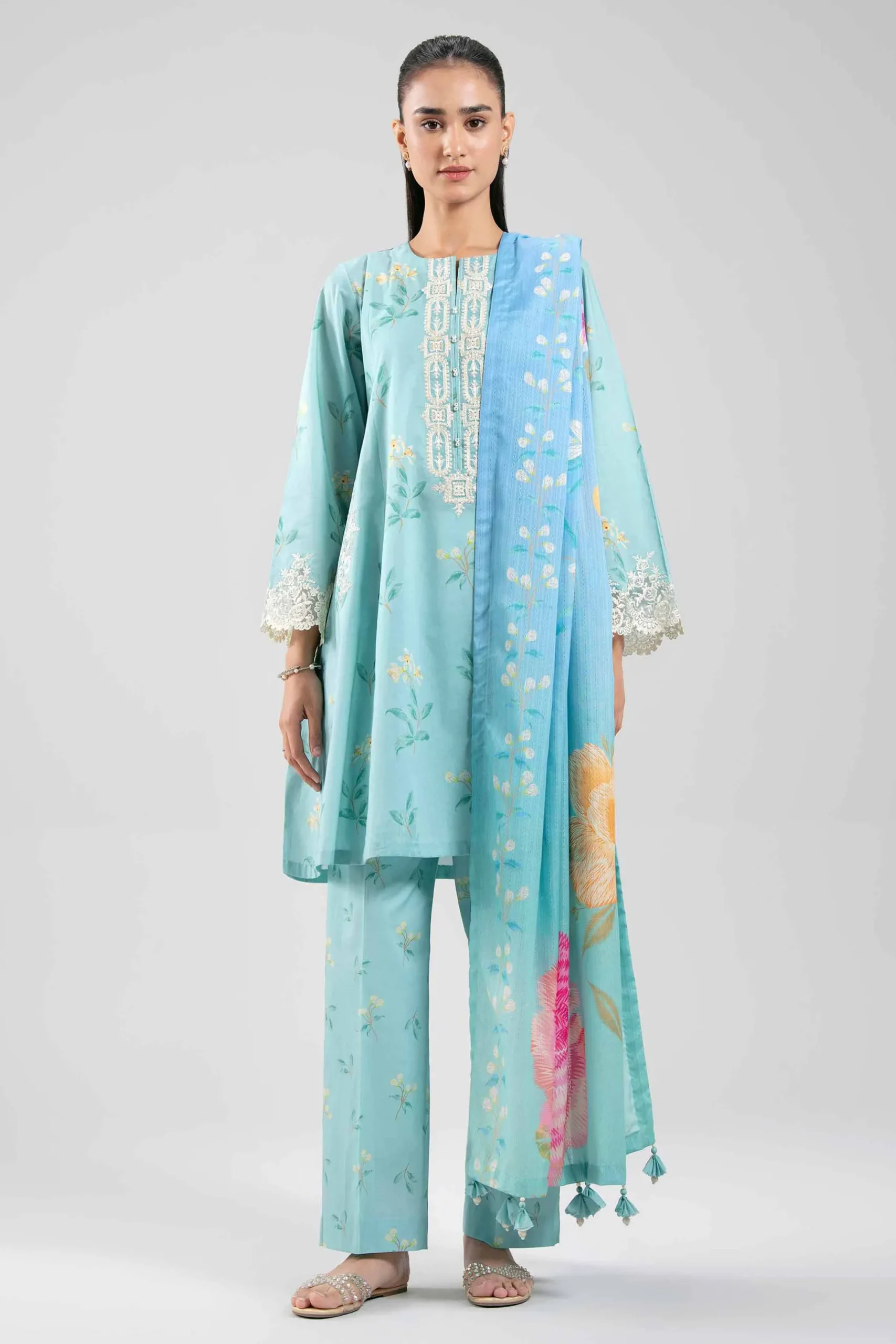 3 Piece - Digital Printed Embroidered Suit - 42601201
