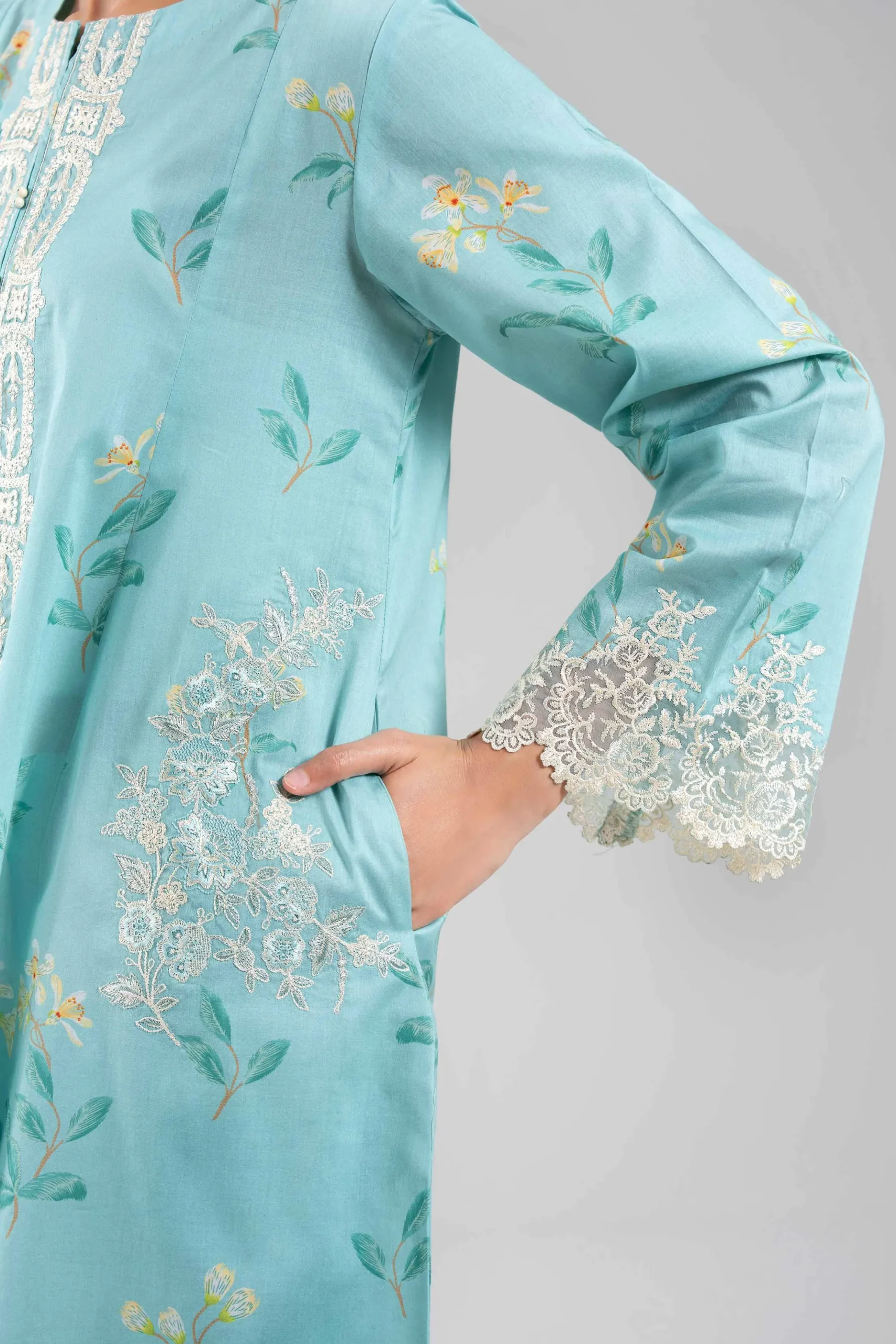 3 Piece - Digital Printed Embroidered Suit - 42601201