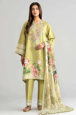 3 Piece - Digital Printed Embroidered Suit - 42601562