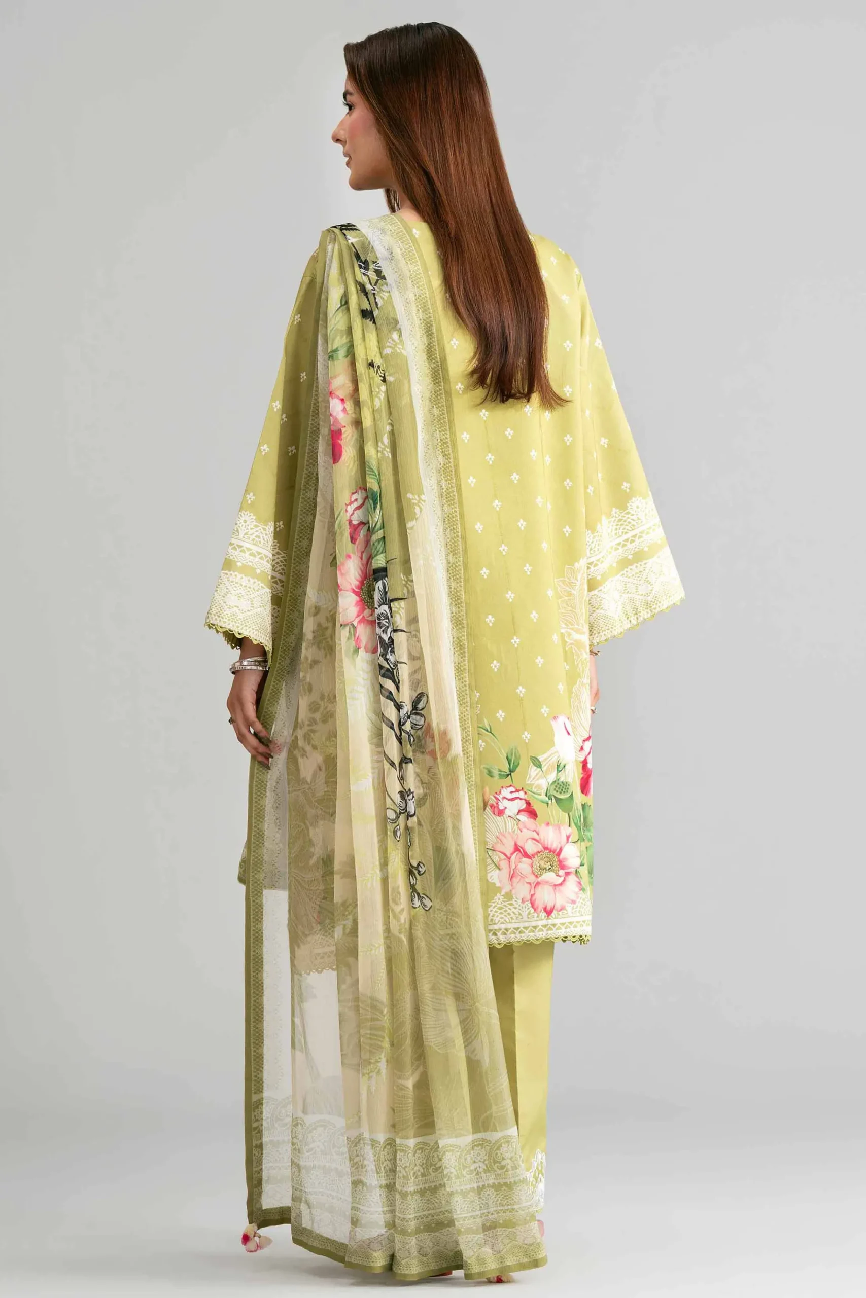 3 Piece - Digital Printed Embroidered Suit - 42601562