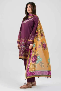 3 Piece - Digital Printed Embroidered Suit - 42601462