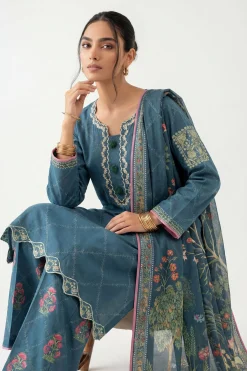 3 Piece - Digital Printed Embroidered Suit - 42601358