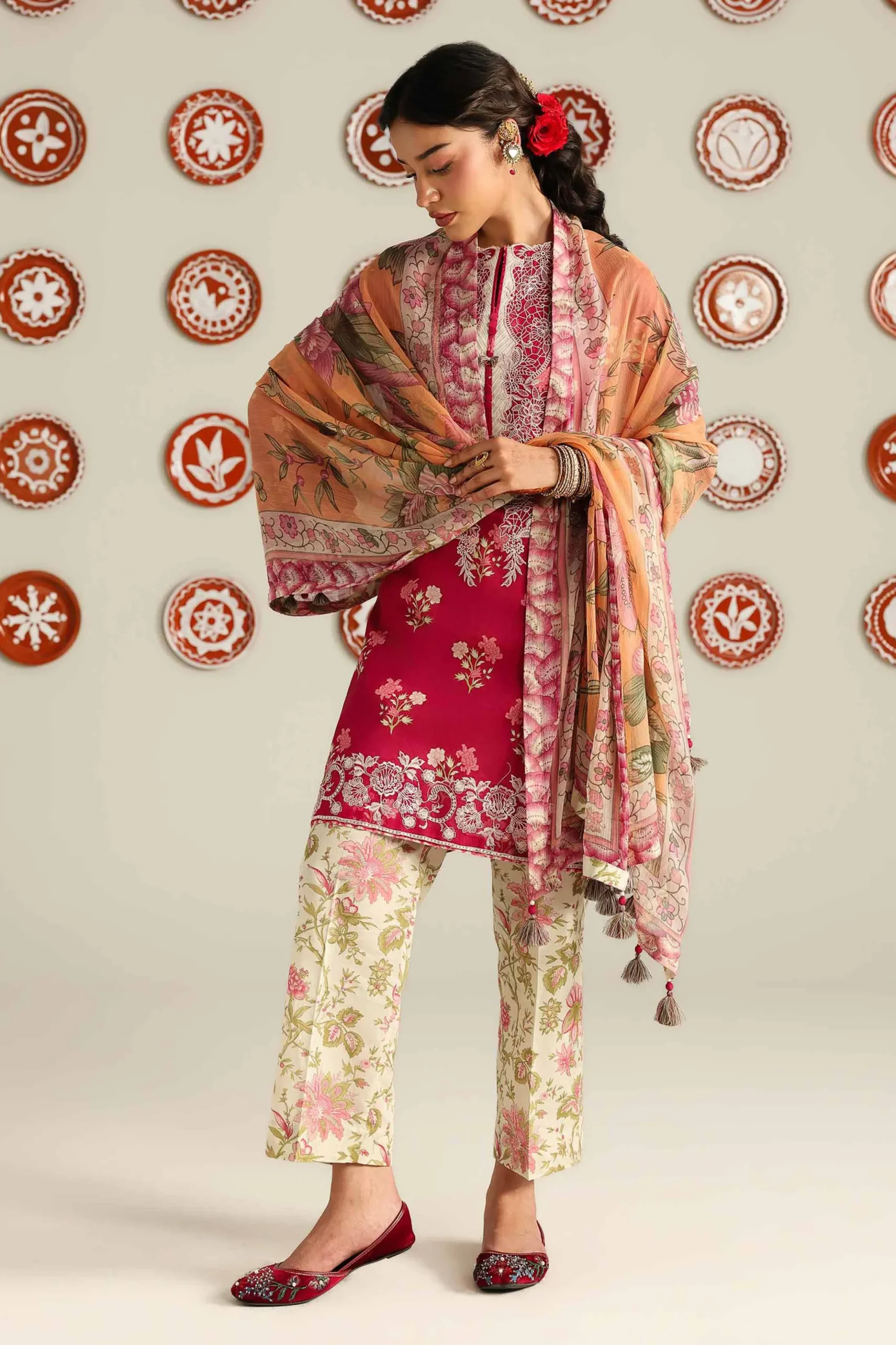 3 Piece - Digital Printed Embroidered Suit - 42601916