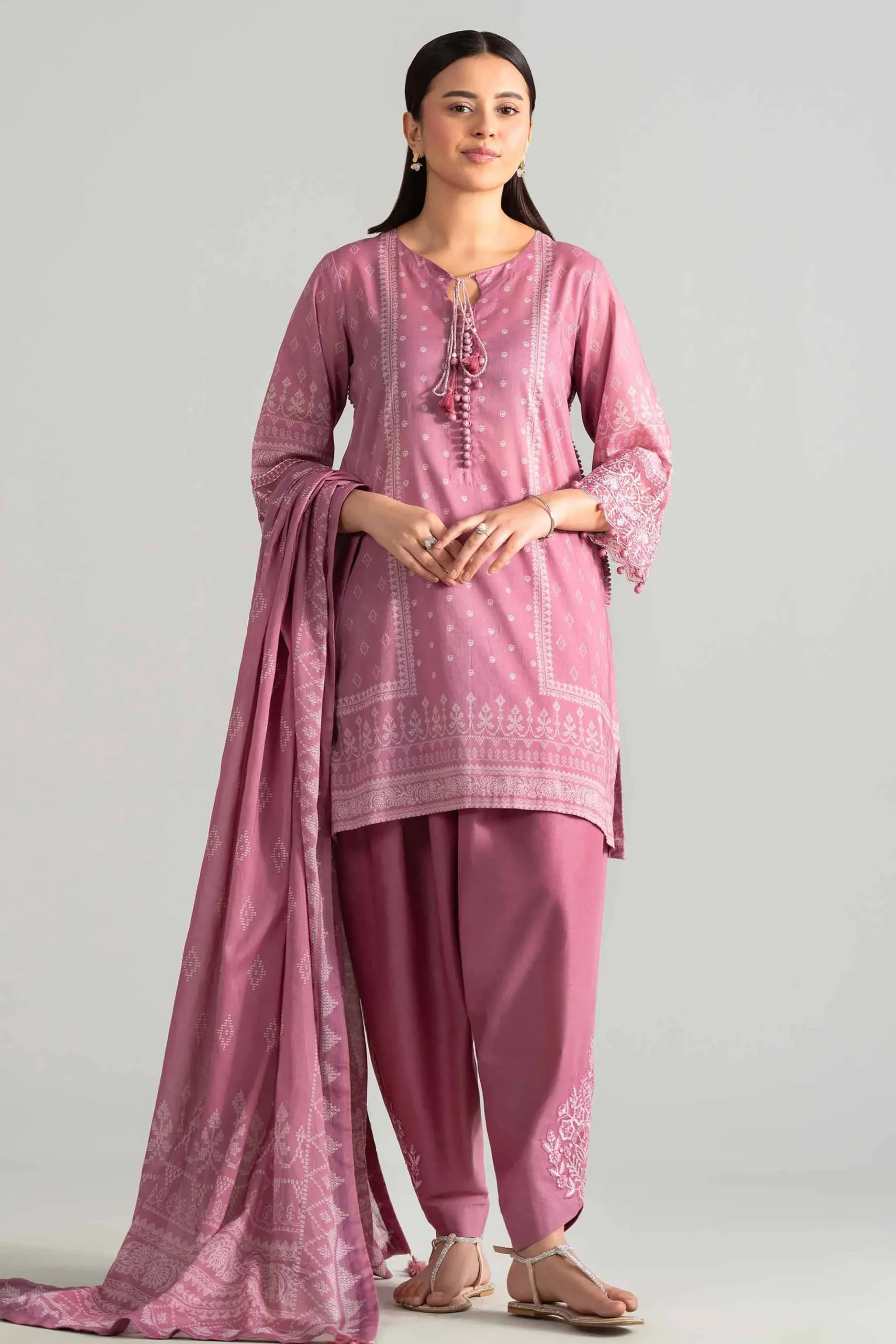 3 Piece - Digital Printed Embroidered Suit - 42601843