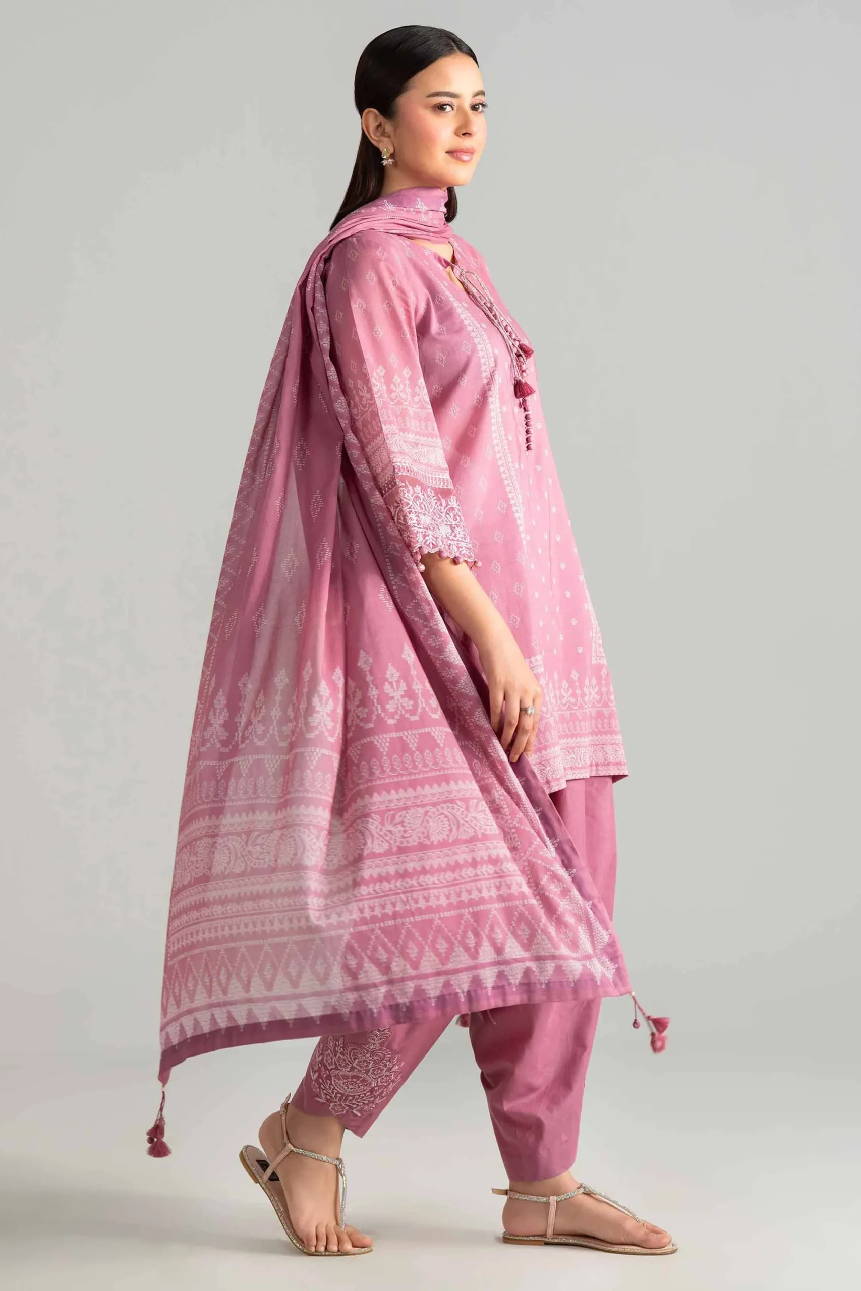 3 Piece - Digital Printed Embroidered Suit - 42601843