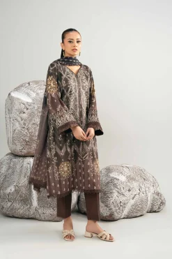 3 Piece - Digital Printed Embroidered Suit - 42502038