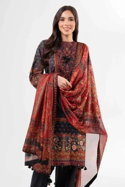 3 Piece - Digital Printed Embroidered Suit - 42502138