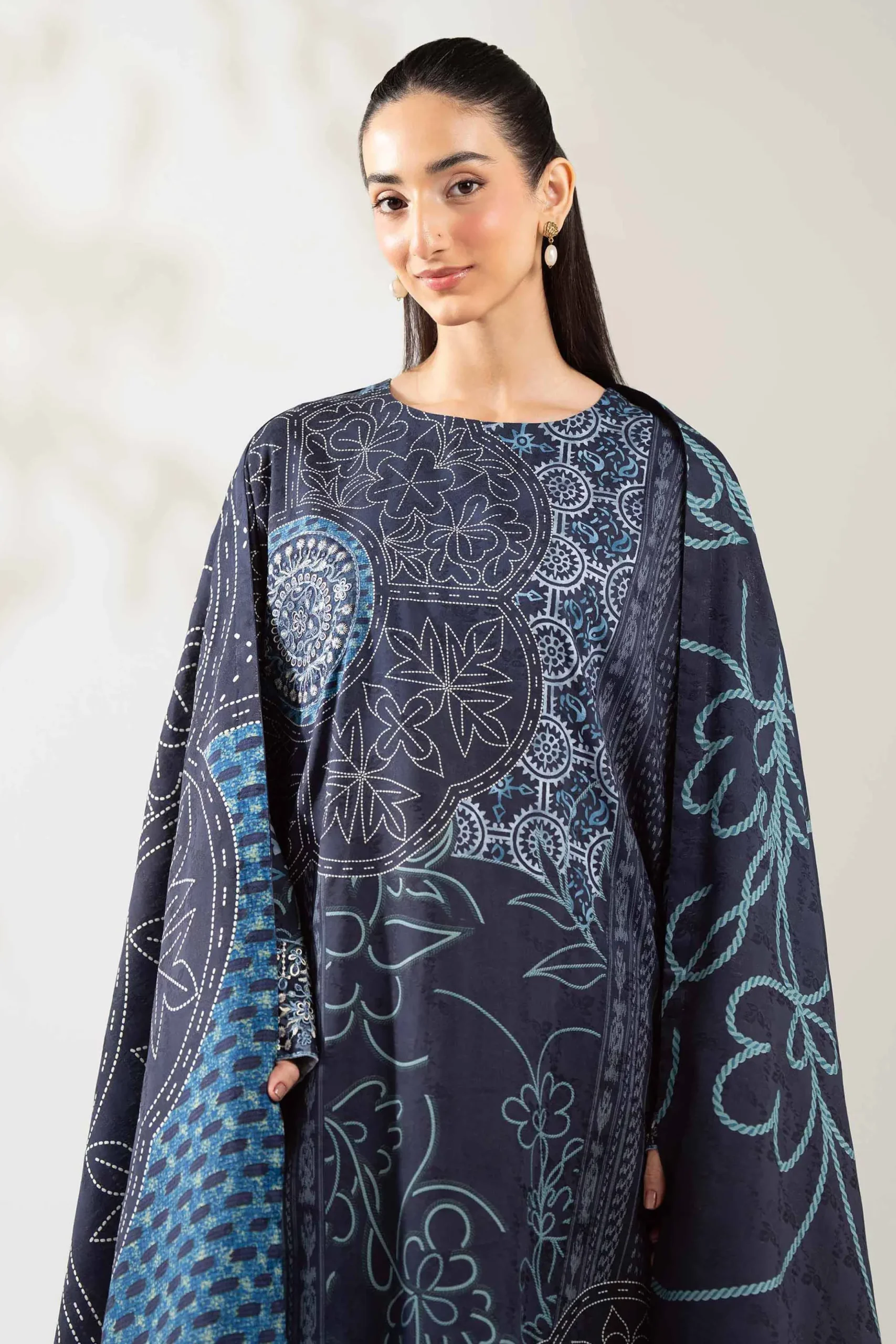 3 Piece - Digital Printed Embroidered Suit - 42502889