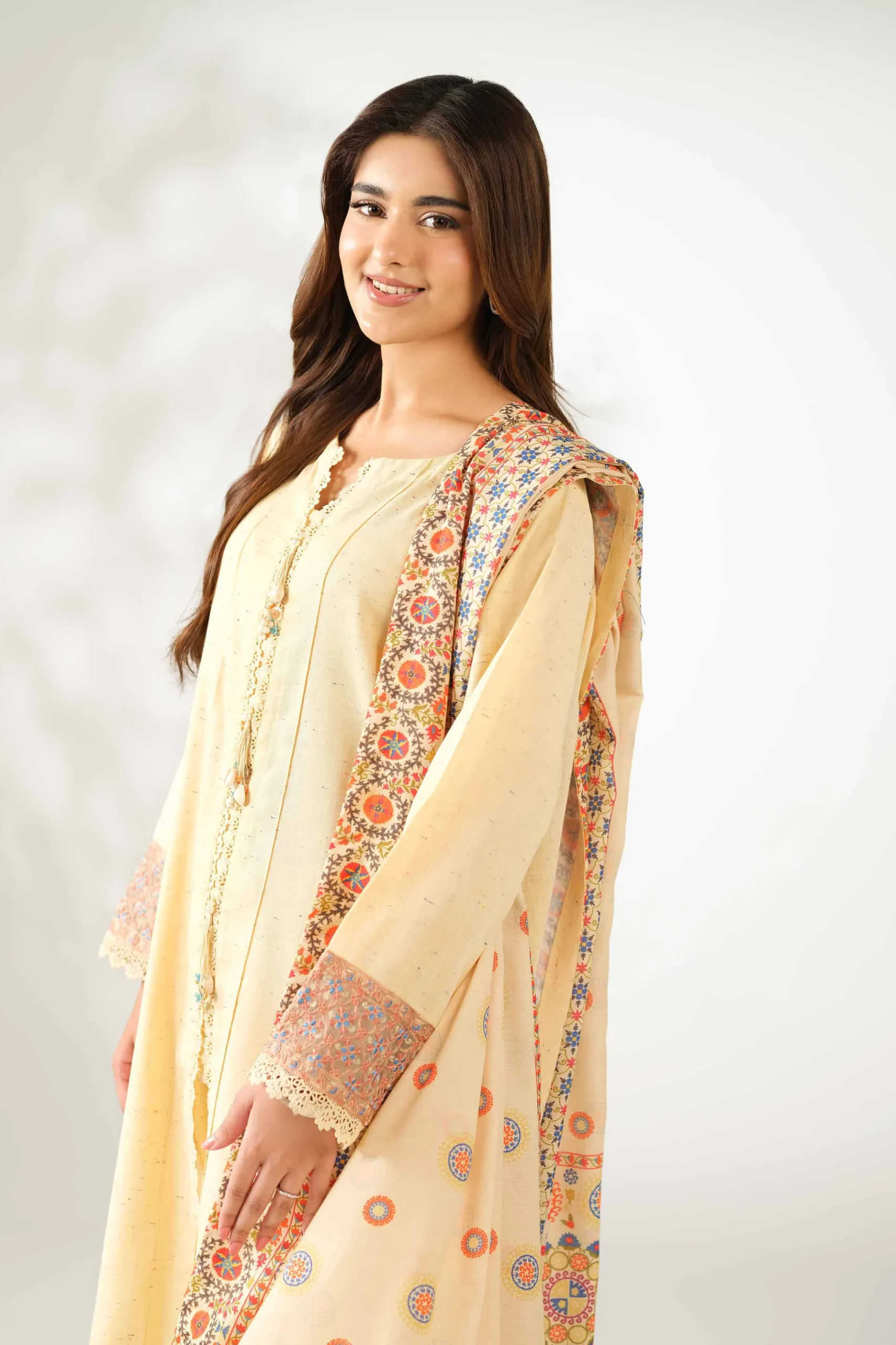 3 Piece - Digital Printed Embroidered Suit - 42502594