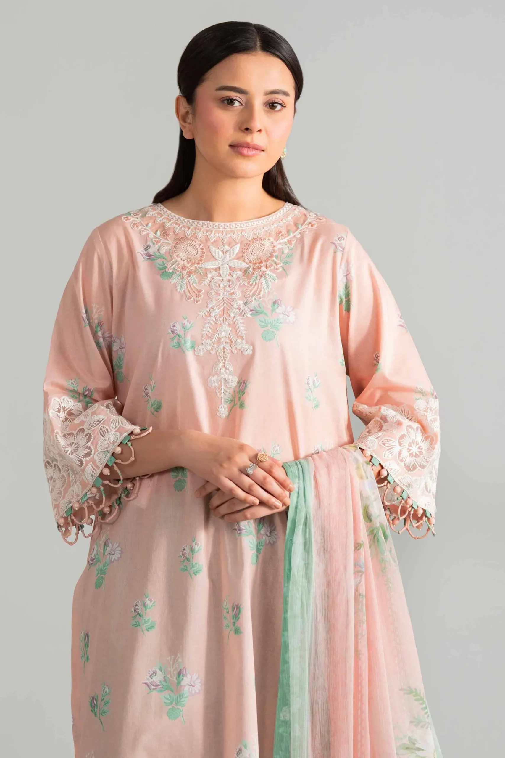3 Piece - Digital Printed Embroidered Suit - 42601910