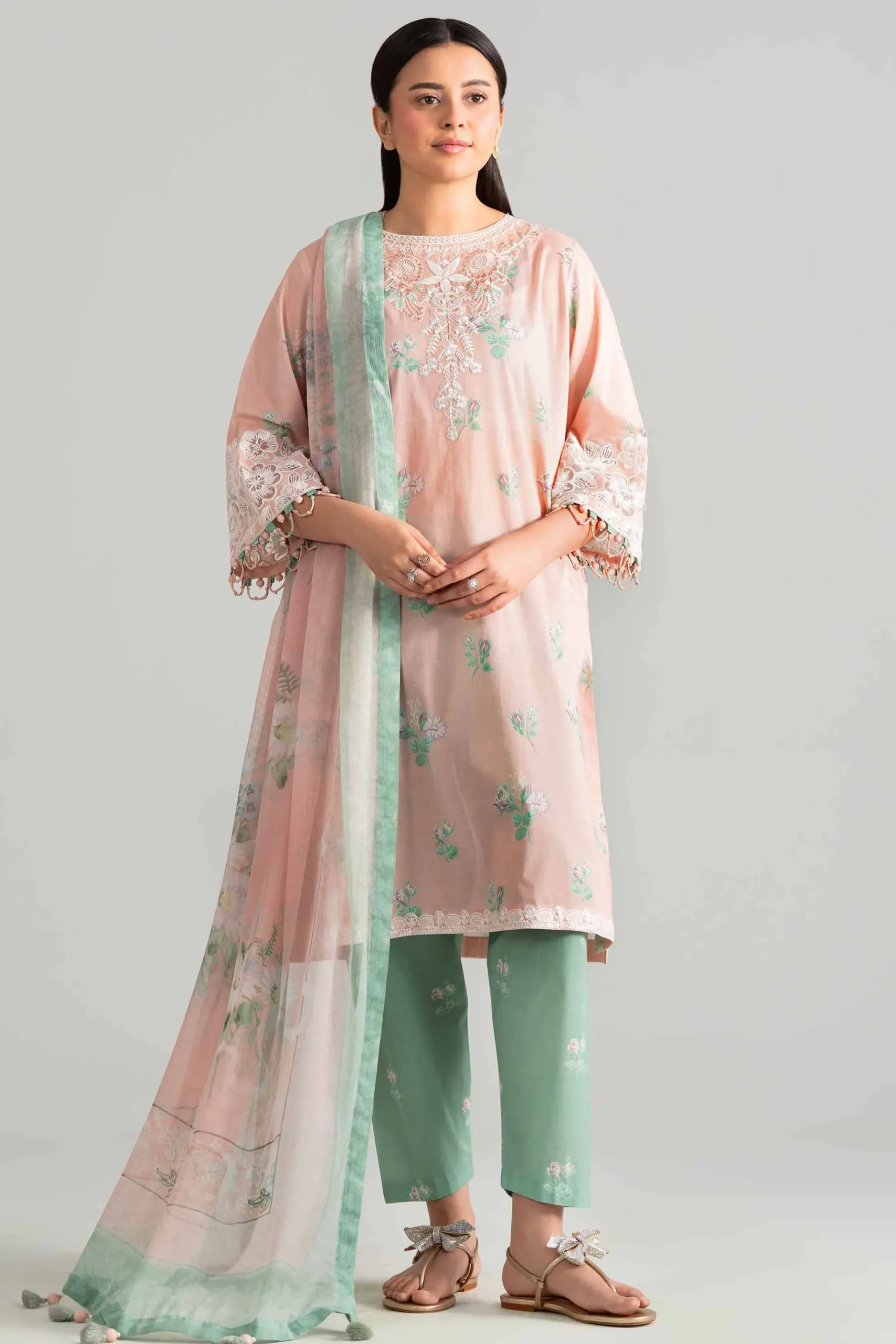 3 Piece - Digital Printed Embroidered Suit - 42601910