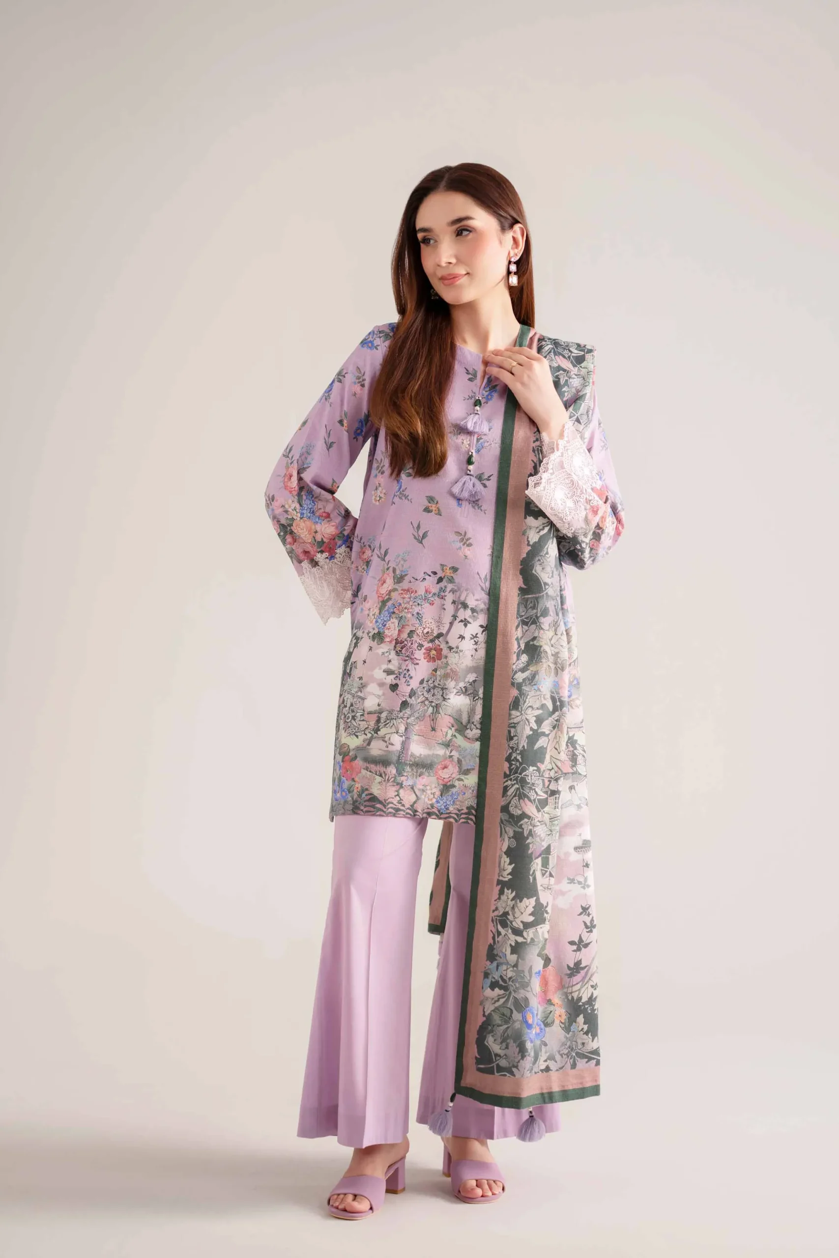 3 Piece - Digital Printed Embroidered Suit - 42502651