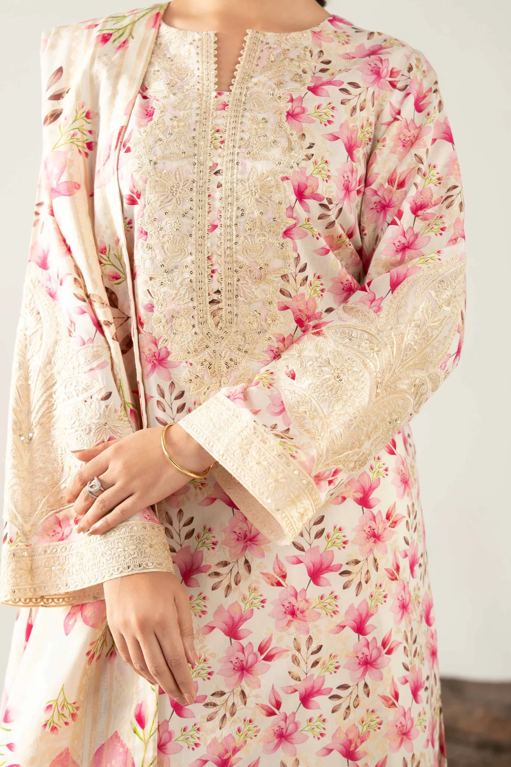 3 Piece - Digital Printed Embroidered Suit - 42503601