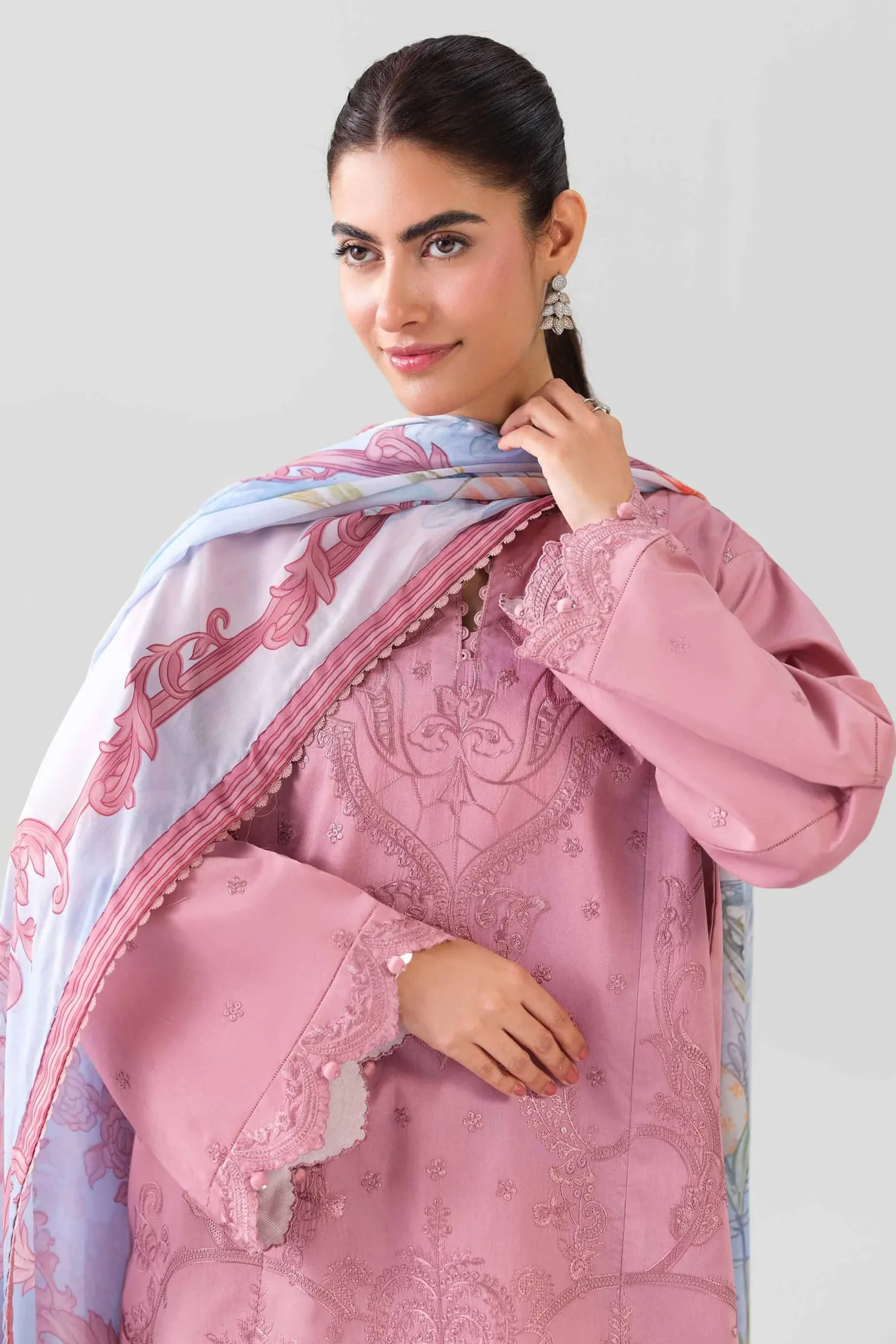 3 Piece - Digital Printed Embroidered Suit - 42601077