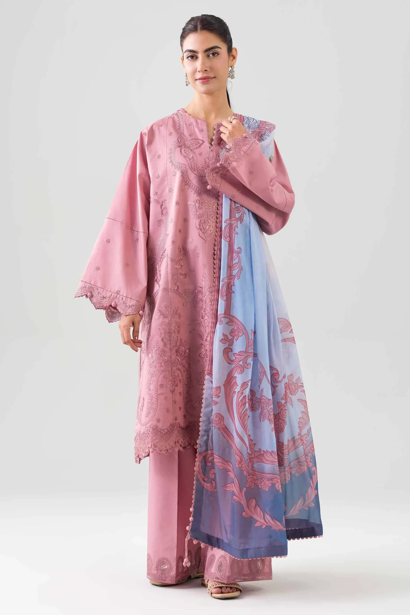 3 Piece - Digital Printed Embroidered Suit - 42601077