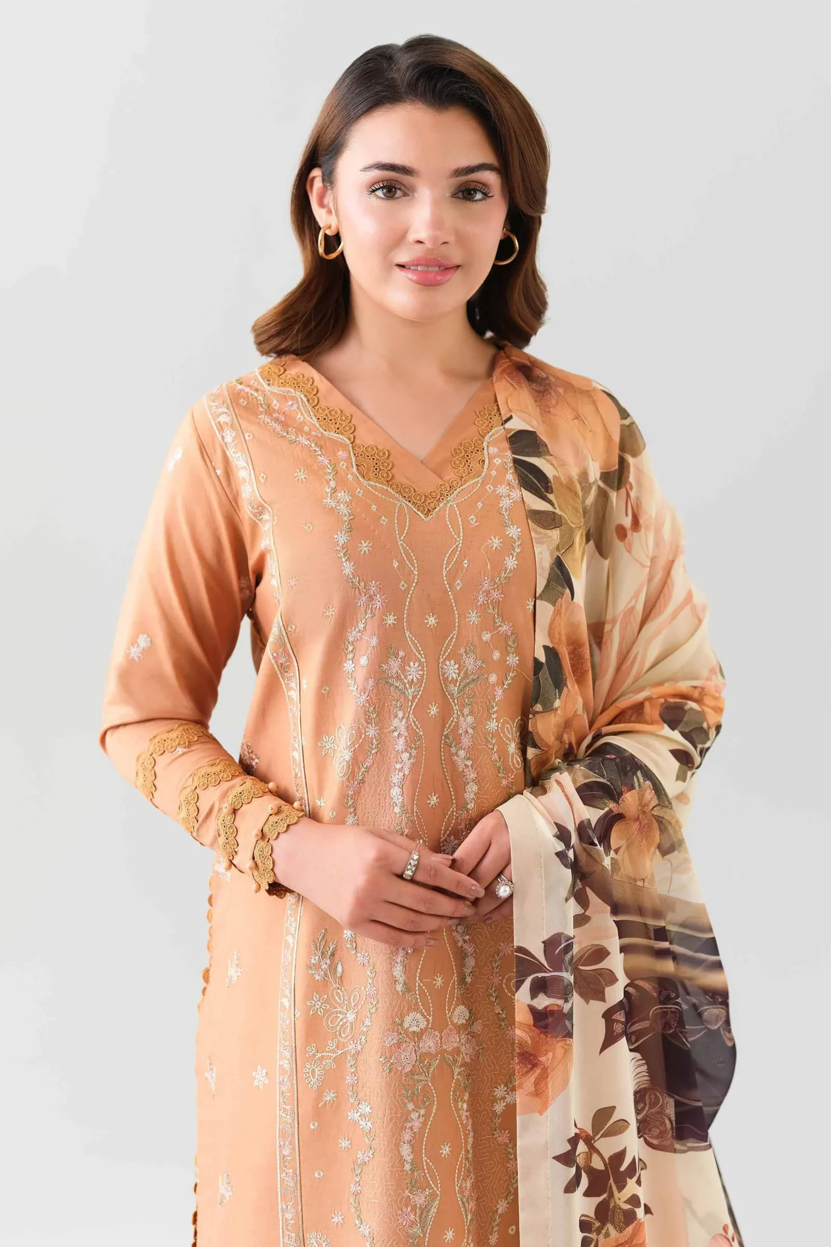 3 Piece - Digital Printed Embroidered Suit - 42601076