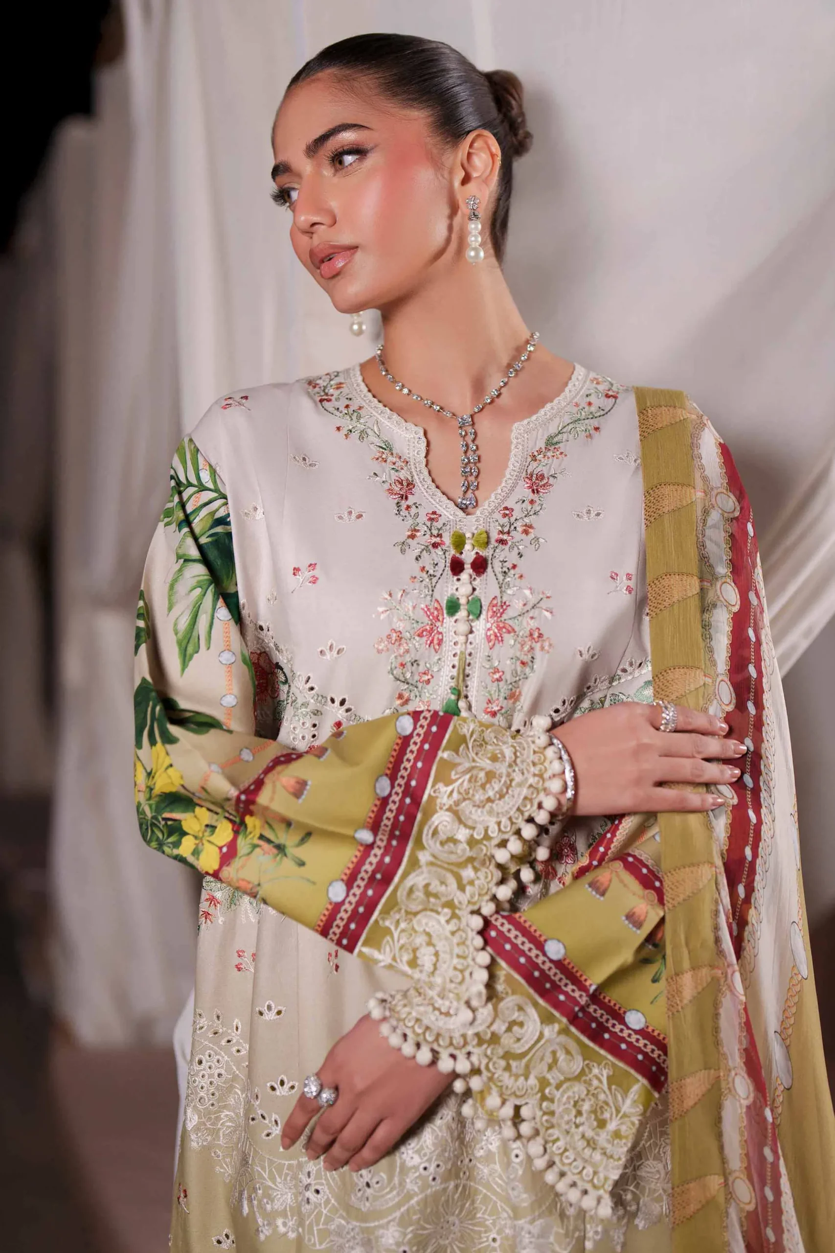 3 Piece - Digital Printed Embroidered Suit - 42601327
