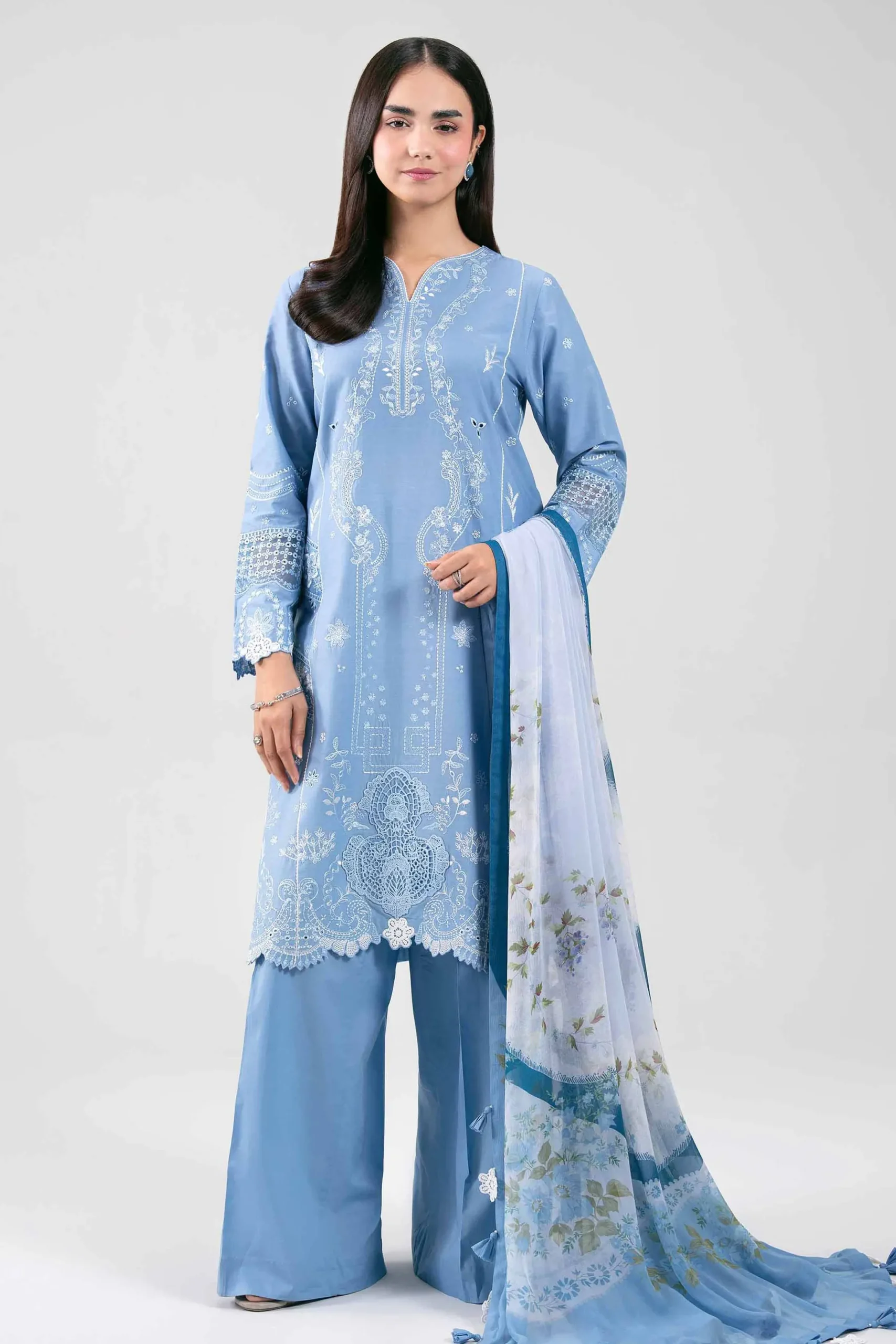 3 Piece - Digital Printed Embroidered Suit - 42601290