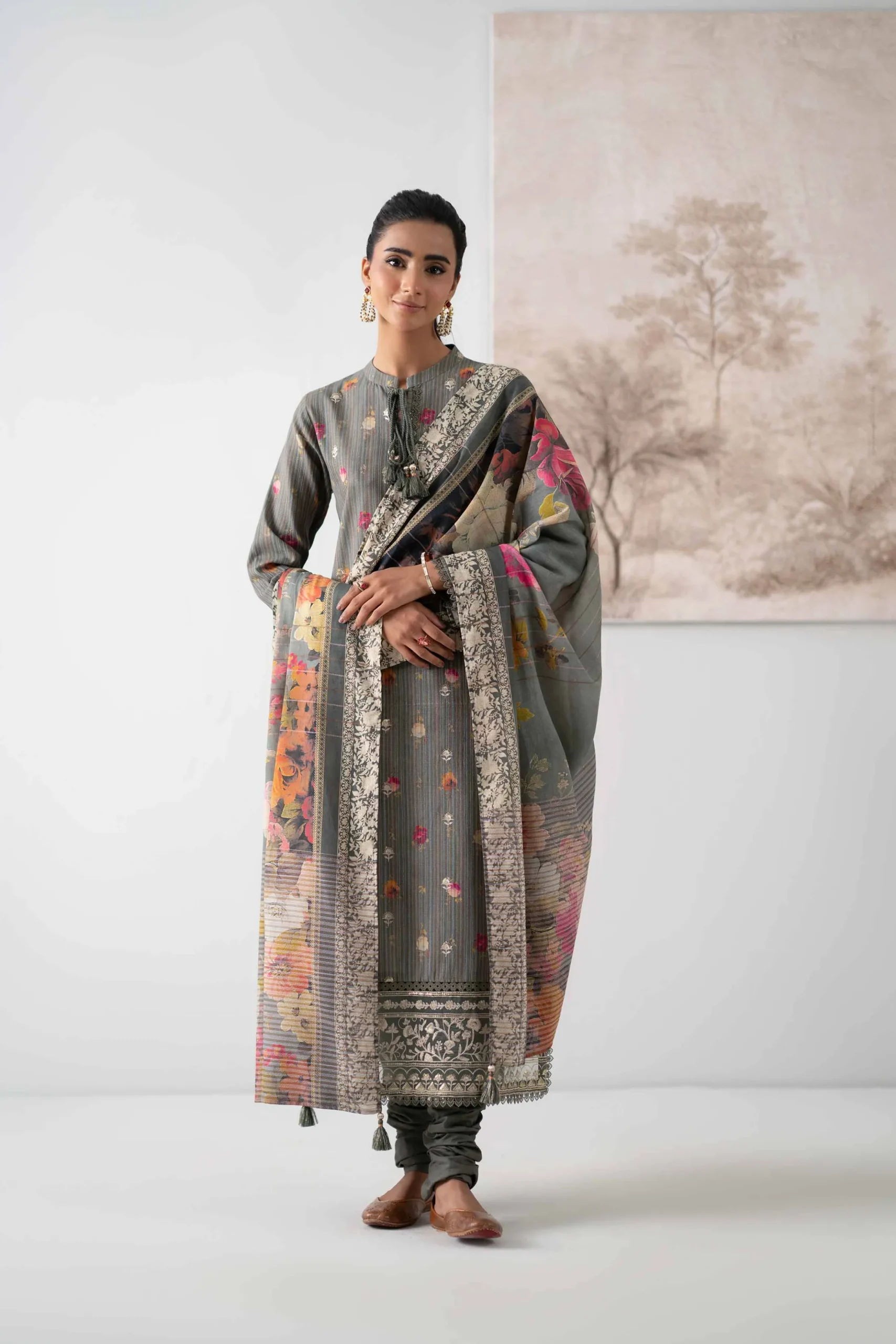 3 Piece - Digital Printed Embroidered Suit - 42502611