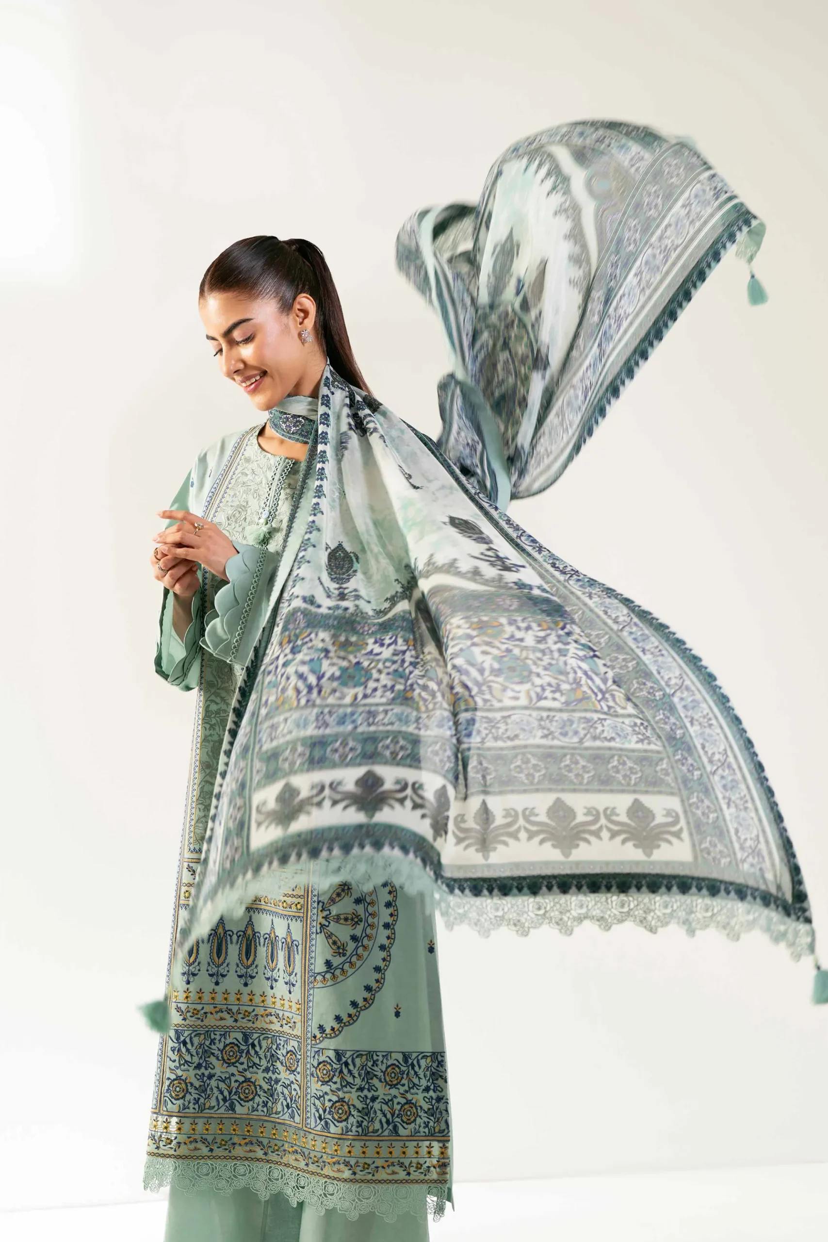 3 Piece - Digital Printed Embroidered Suit - 42501832