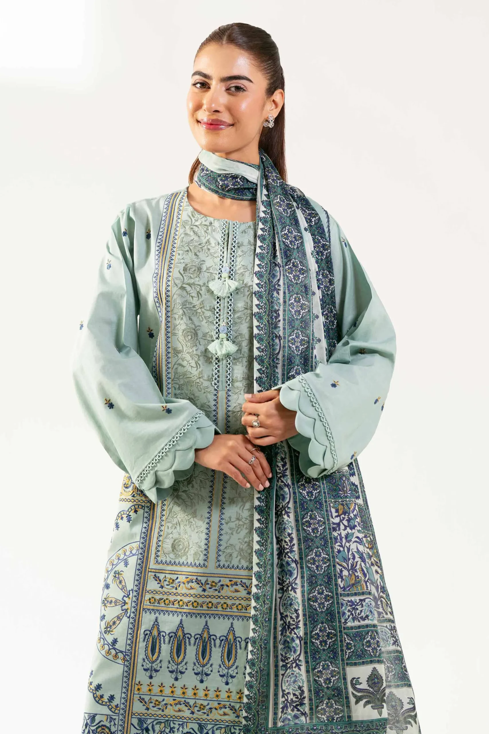 3 Piece - Digital Printed Embroidered Suit - 42501832