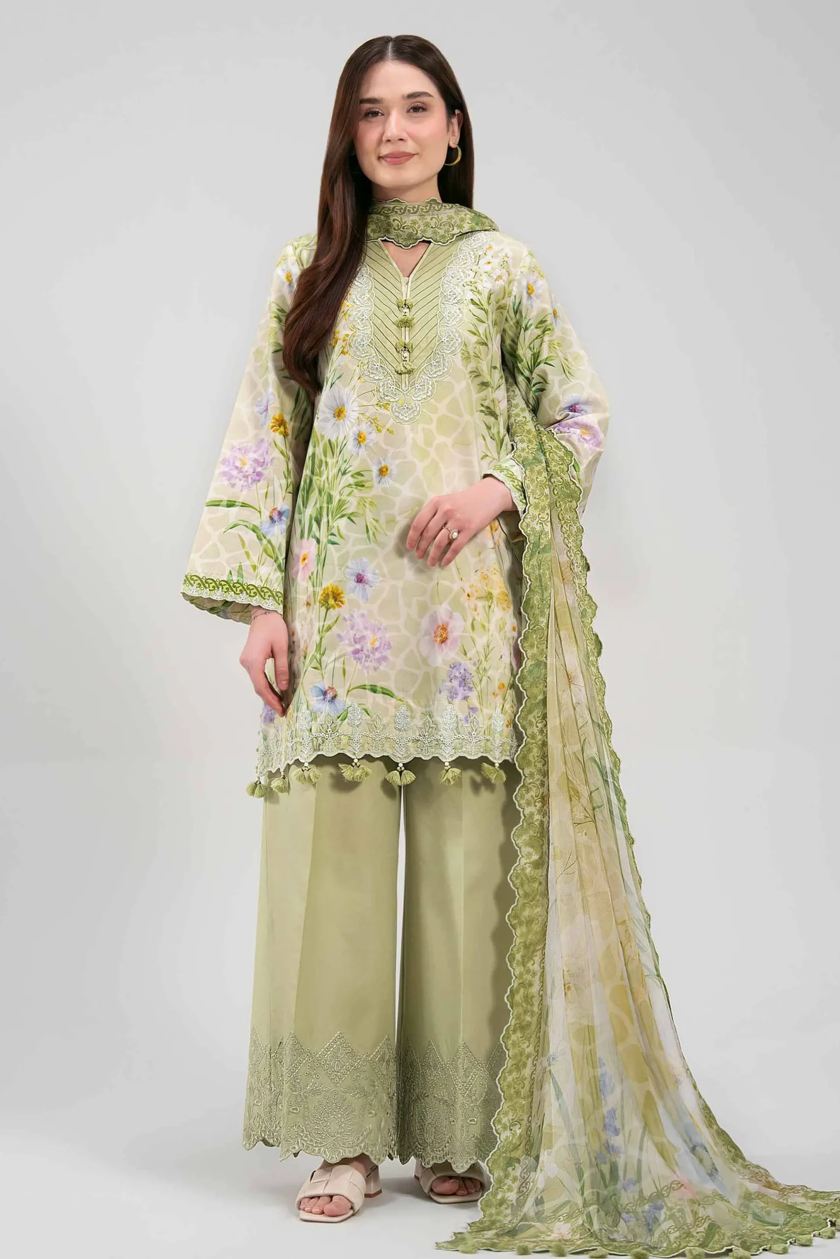 3 Piece - Digital Printed Embroidered Suit - 42601329