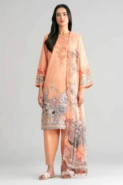 3 Piece - Digital Printed Embroidered Suit - 42601563