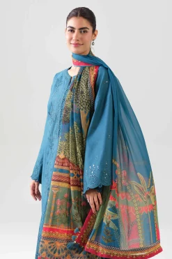 3 Piece - Digital Printed Embroidered Suit - 42601073
