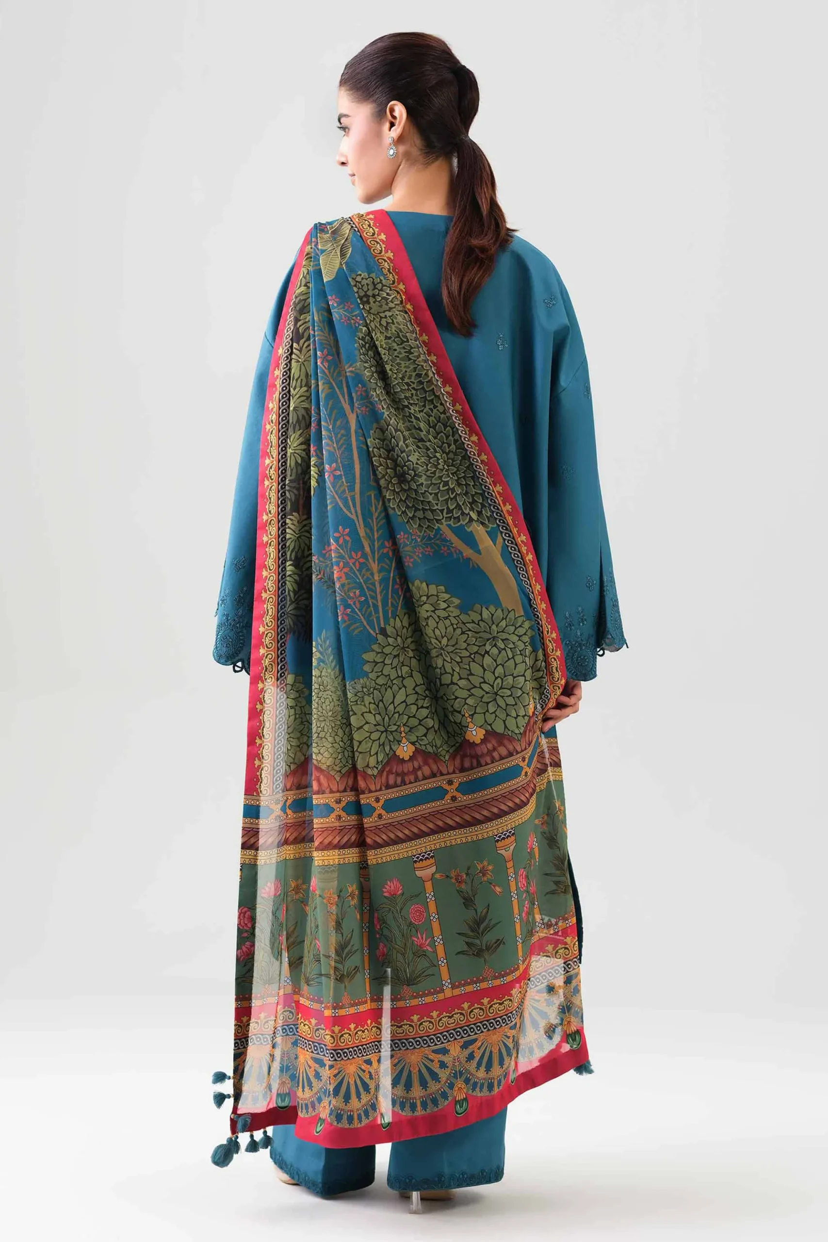 3 Piece - Digital Printed Embroidered Suit - 42601073