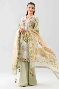 3 Piece - Digital Printed Embroidered Suit - 42601074