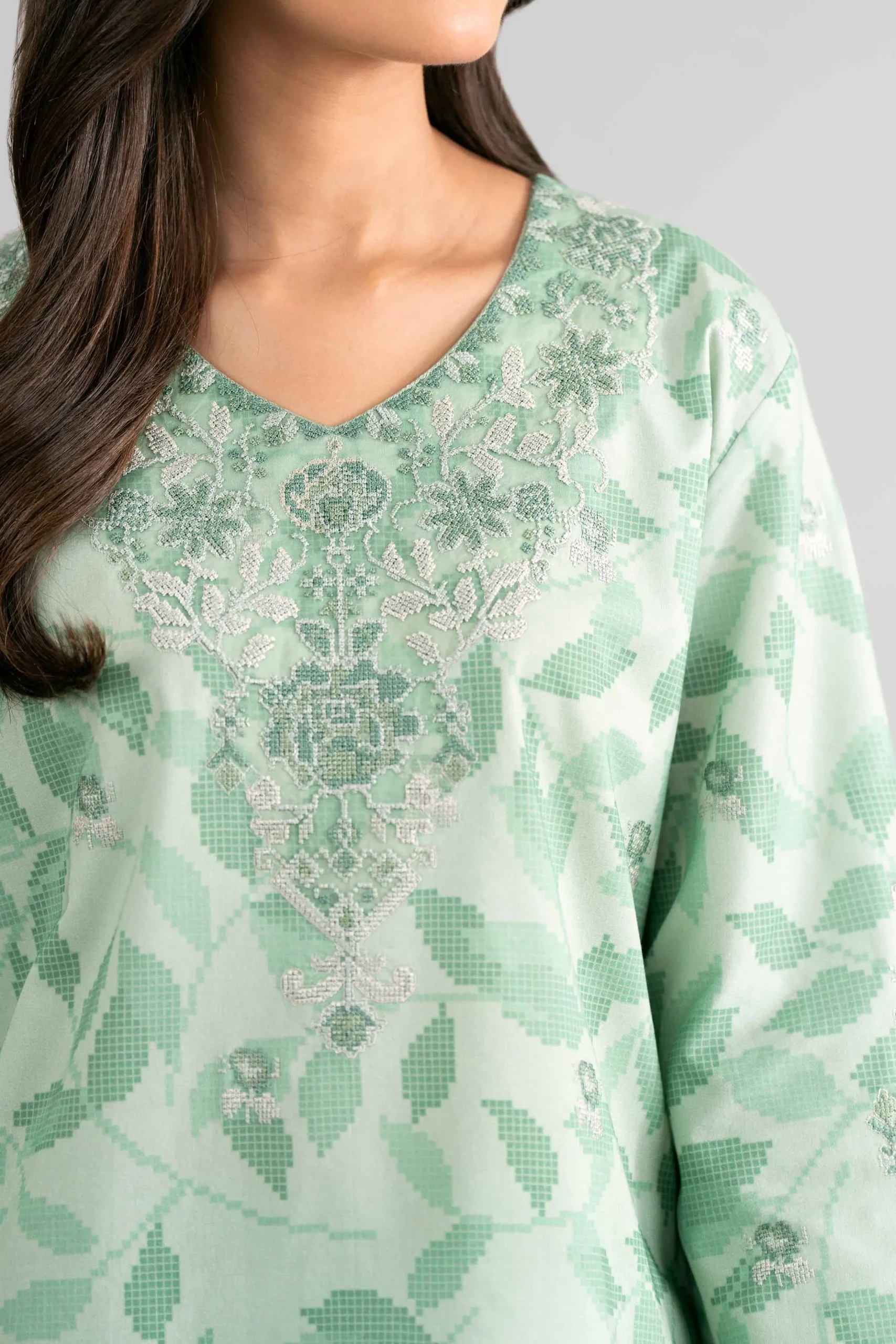 3 Piece - Digital Printed Embroidered Suit - 42601743