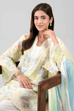 3 Piece - Digital Printed Embroidered Suit - 42601238