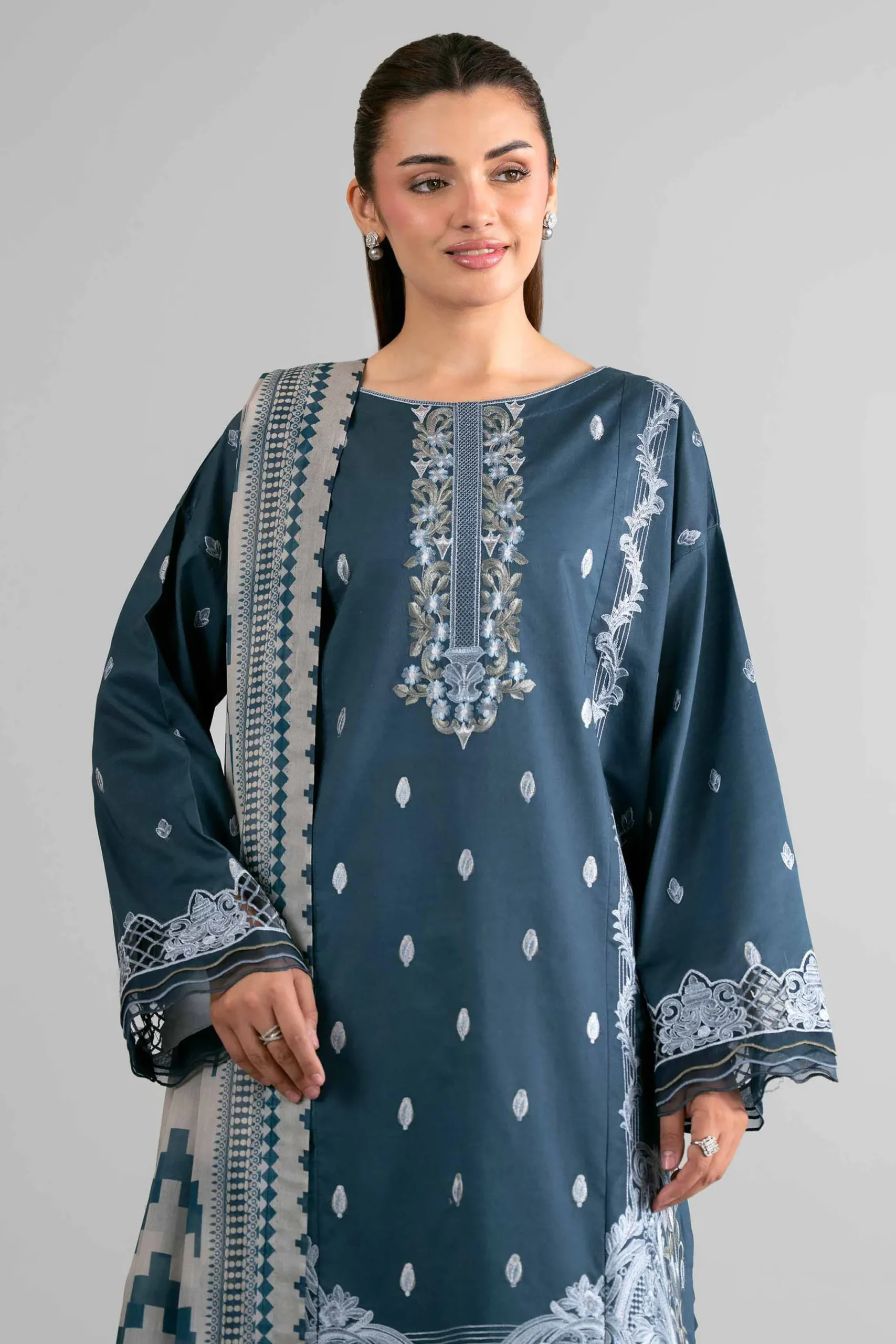 3 Piece - Digital Printed Embroidered Suit - 42601731