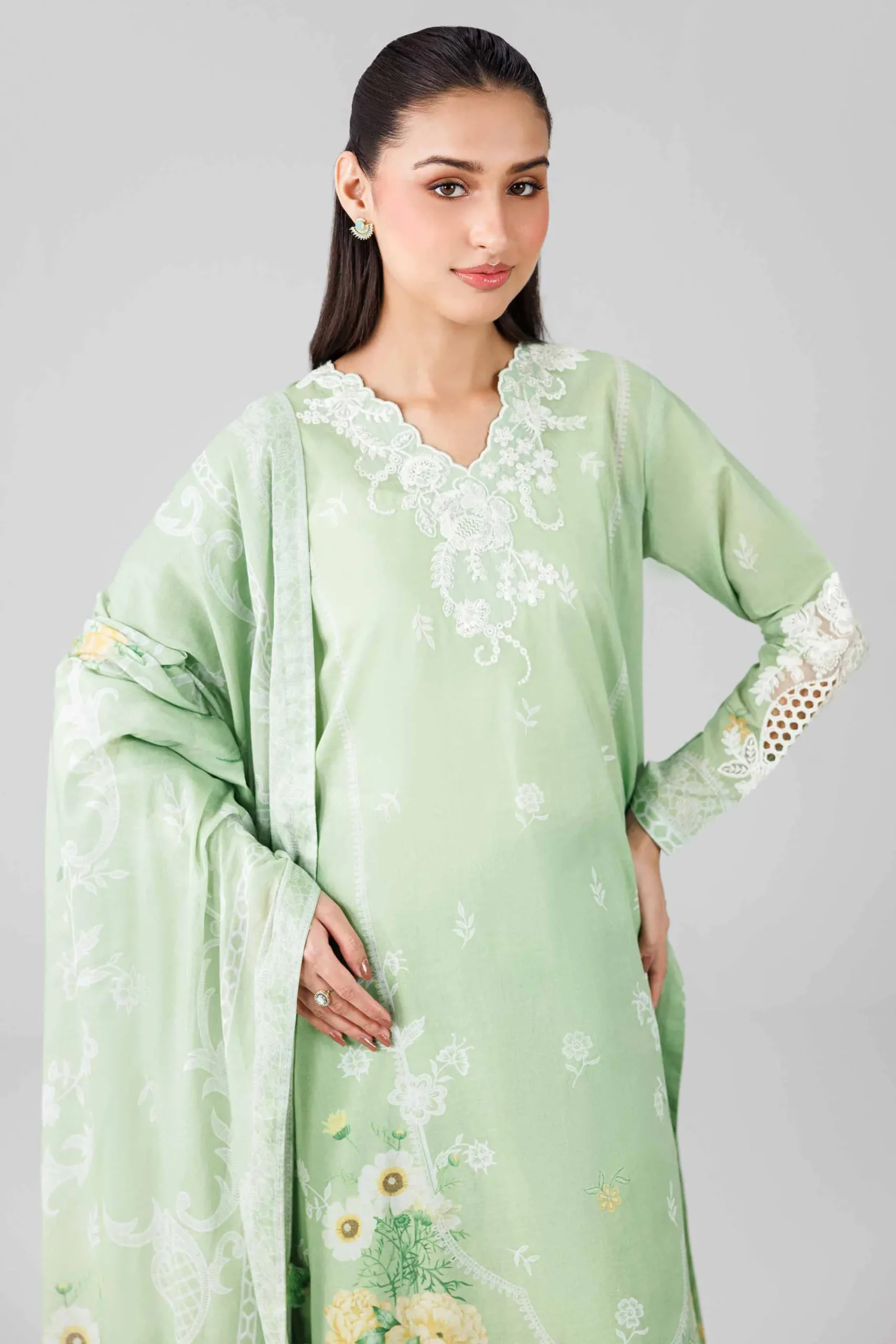 3 Piece - Digital Printed Embroidered Suit - 42601840