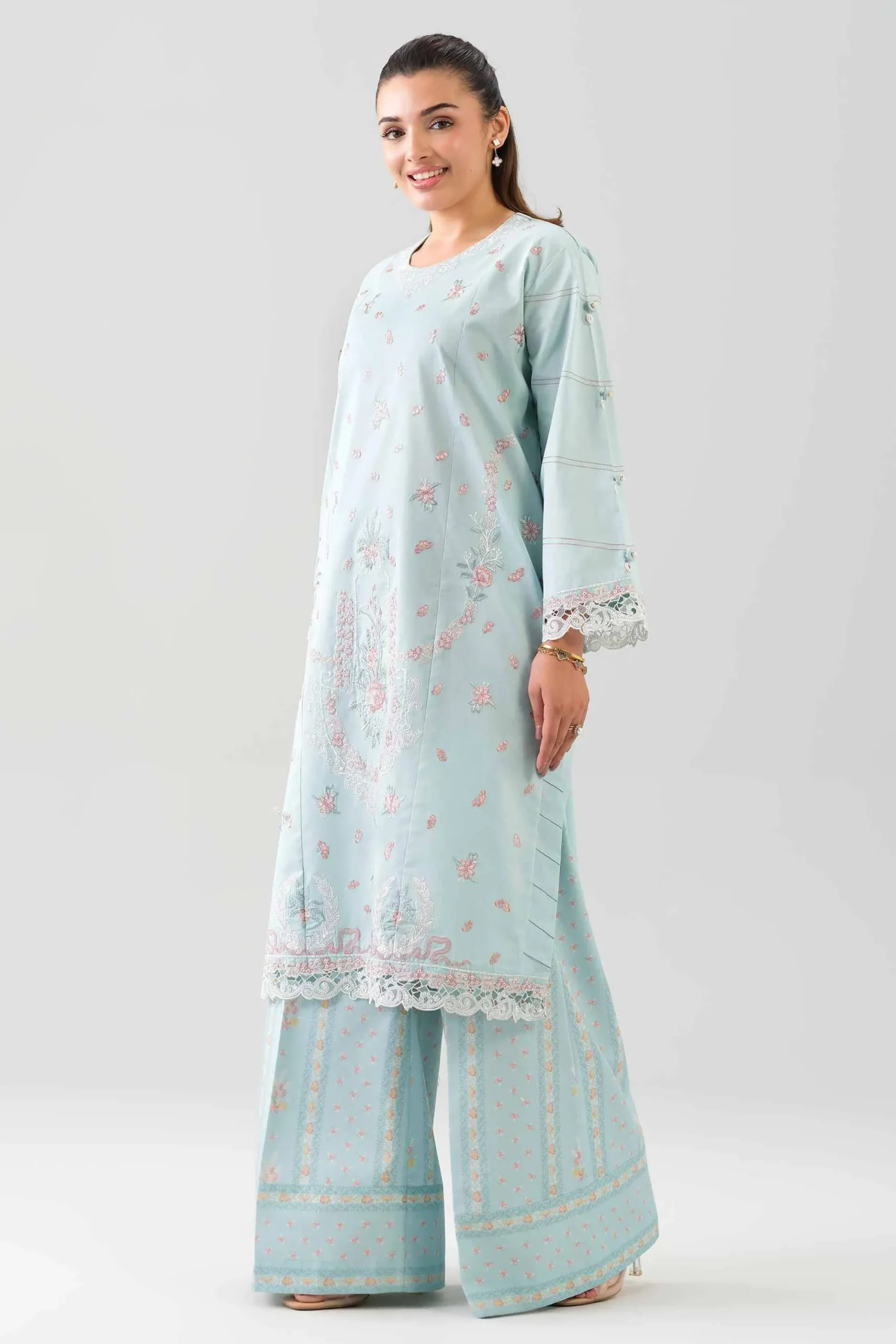 2 Piece - Digital Printed Embroidered Suit - 42601087